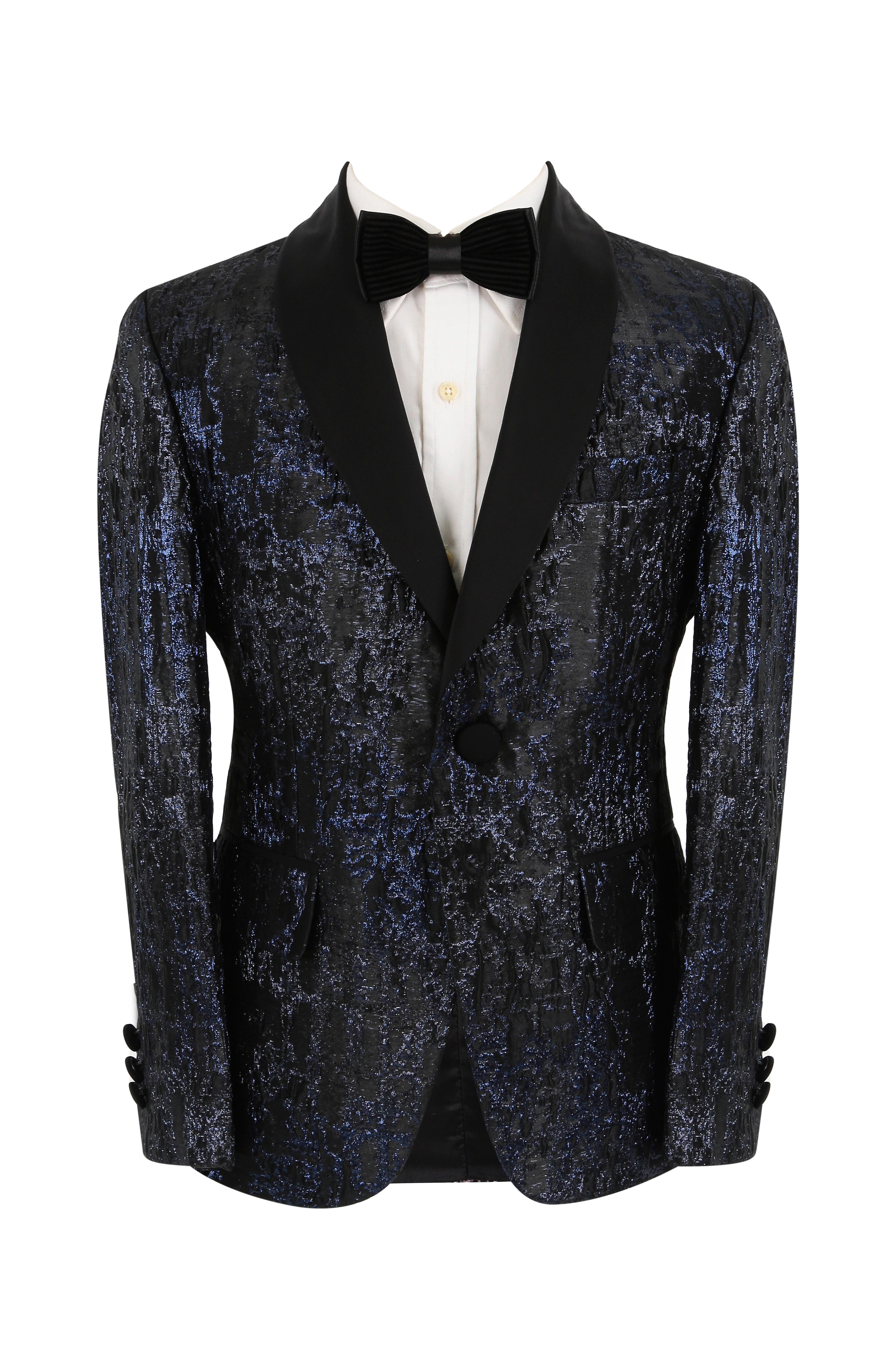 Boys Shimmery Jacquard Patterned Tuxedo Suit