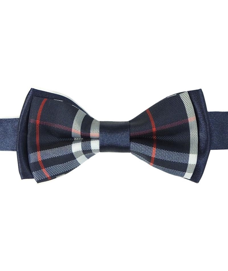 Boys Burberry Style Check Bow Tie Set - Navy Blue