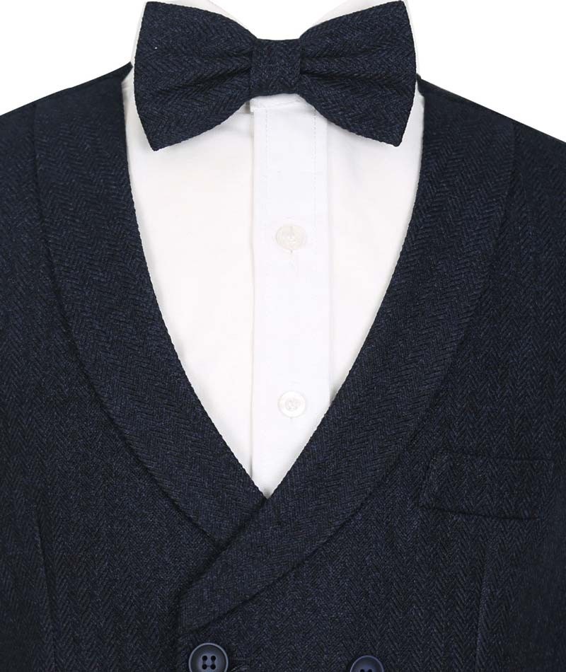 Men's and Boys Herringbone Double-breasted Waistcoat Set