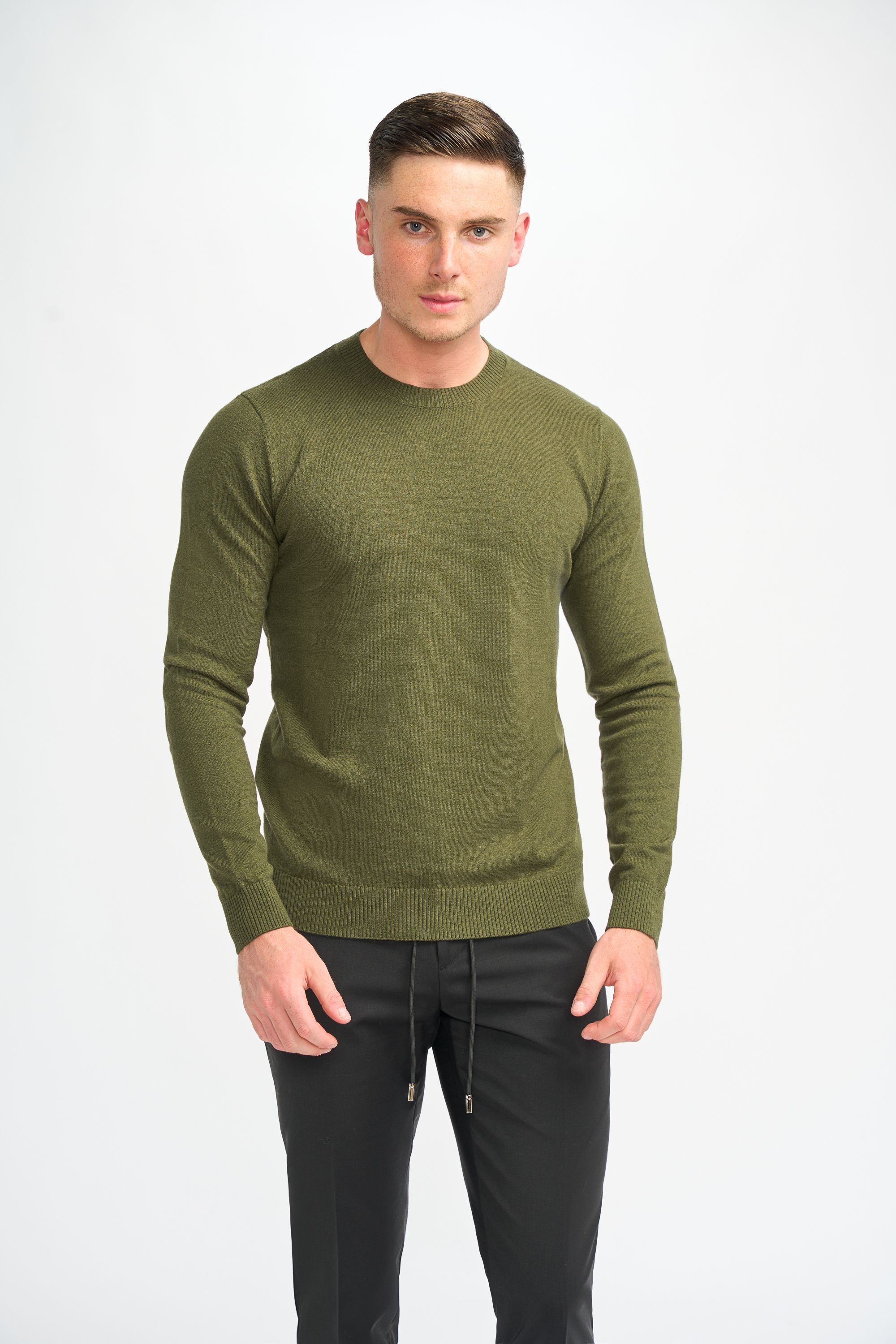 Men’s Wool Blend Knit Pullover Jumper - Connall  - Black