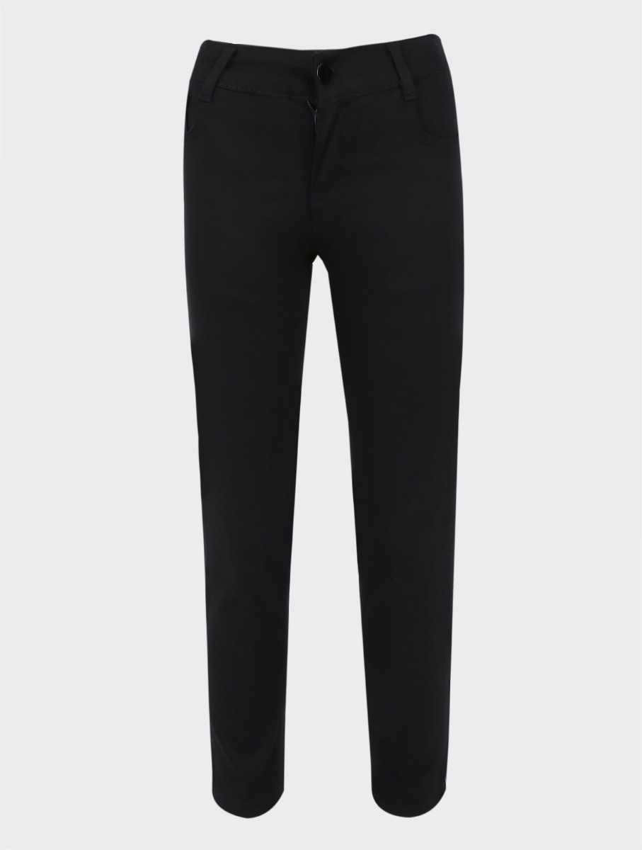 Boys Casual Stretch Chino Trousers - Black
