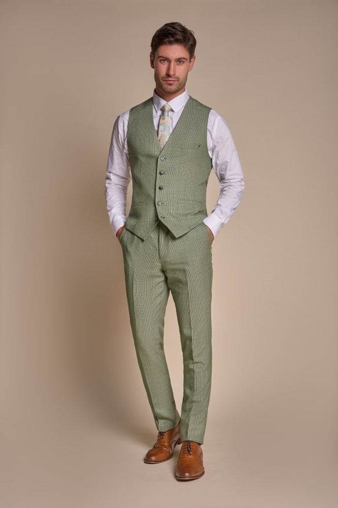 Men's Slim Fit Tweed Check Suit - CARIDI SAGE