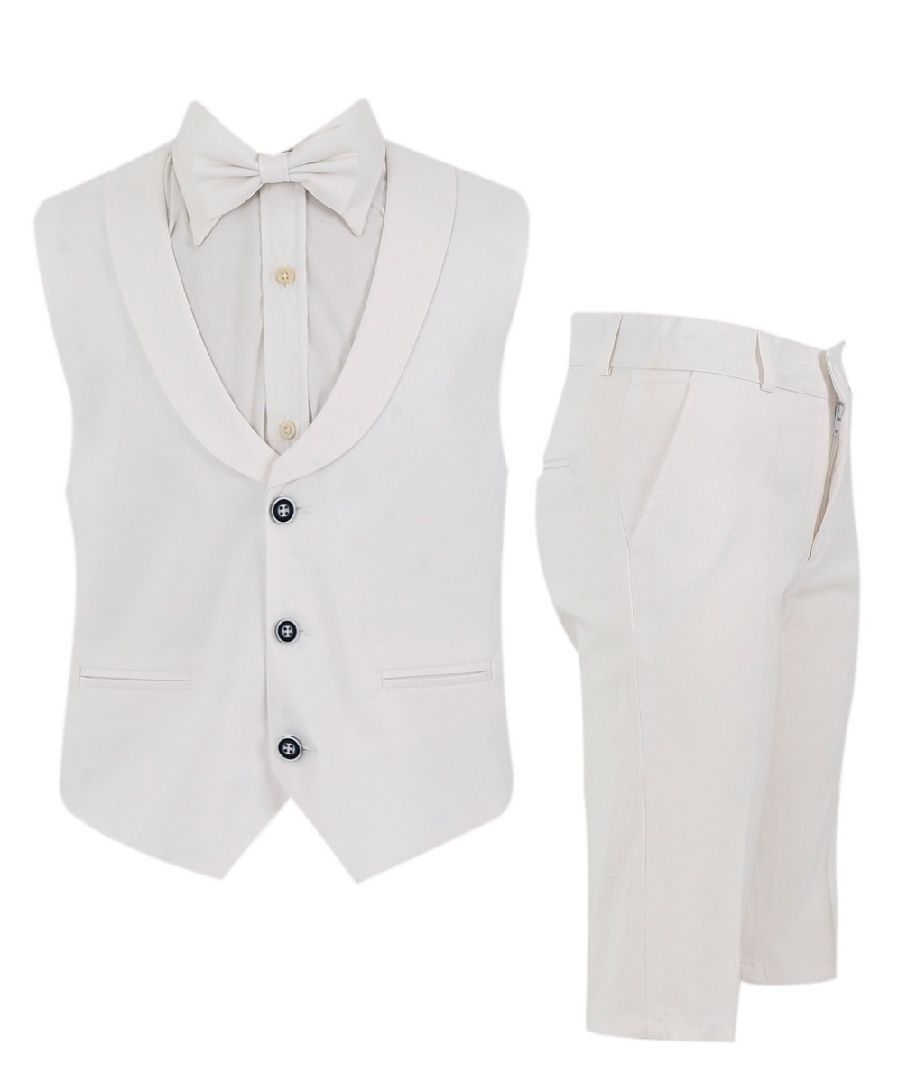 Boys Linen Waistcoat Suit Set - WHITBY - White