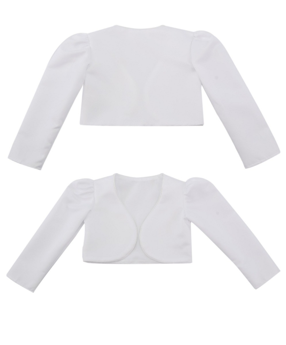 Girls Long Sleeves Bolero - White