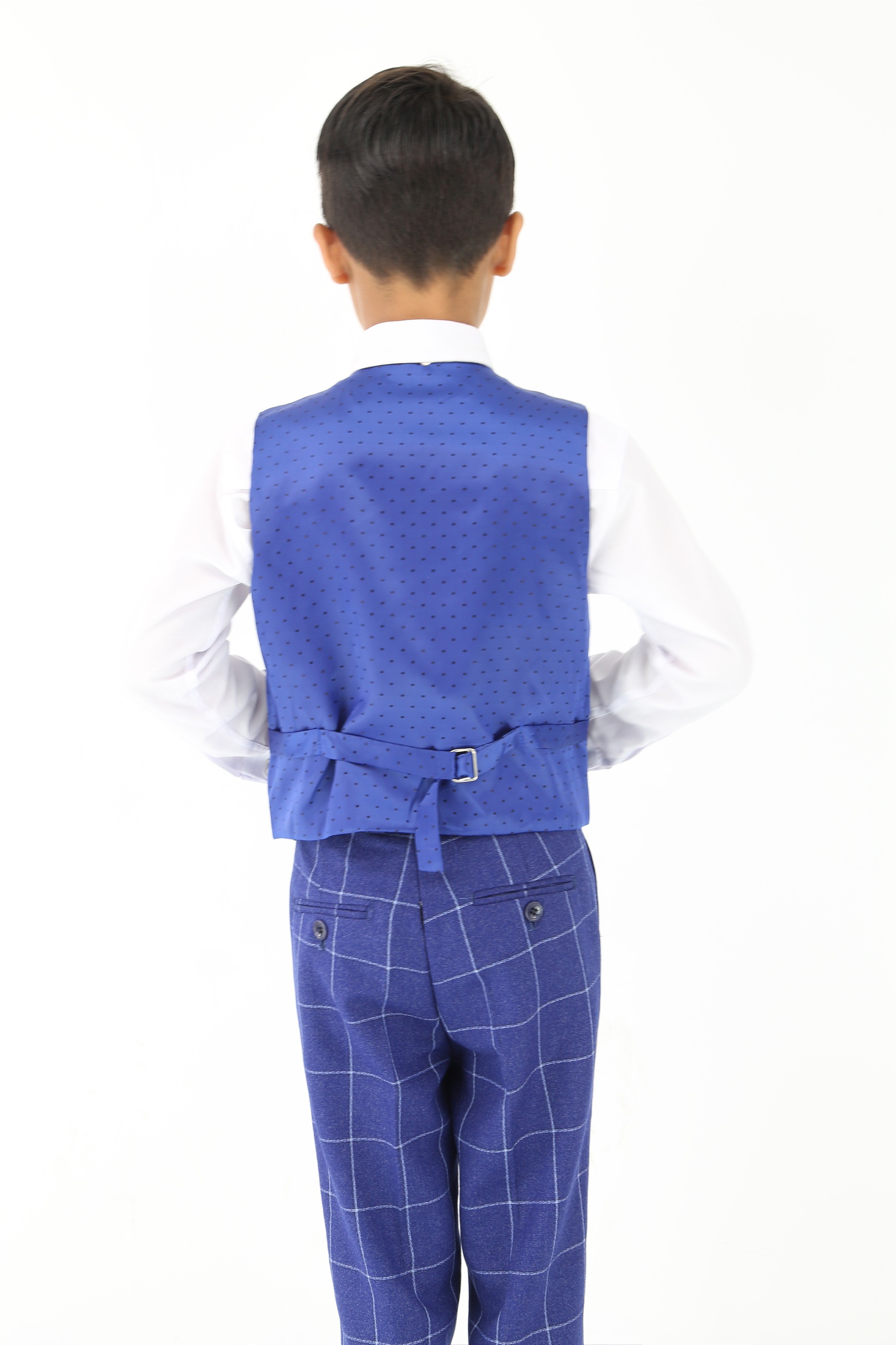 Boys Blue Formal Checkered Suit