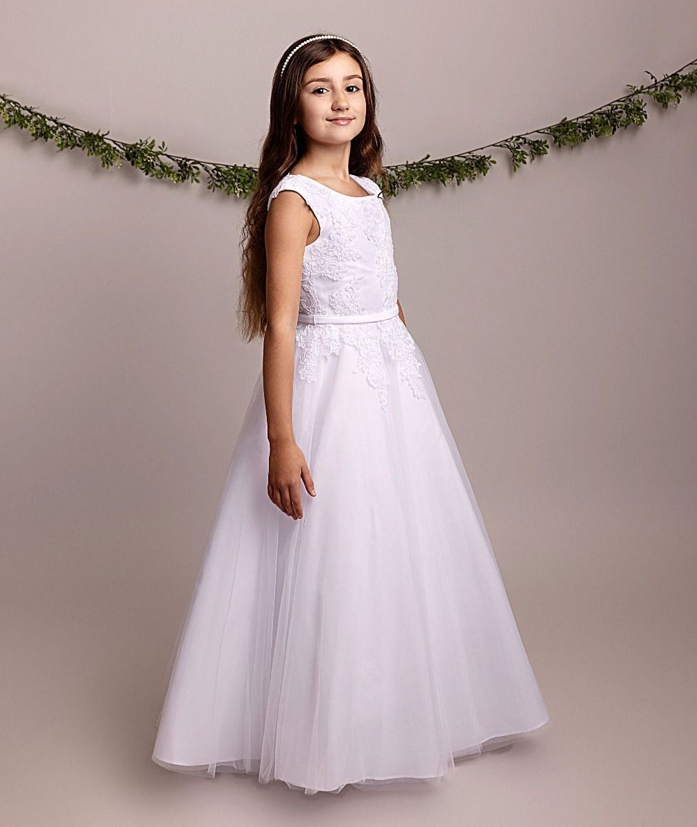 Girls Full-Length White Lace Dress – TIFFANY