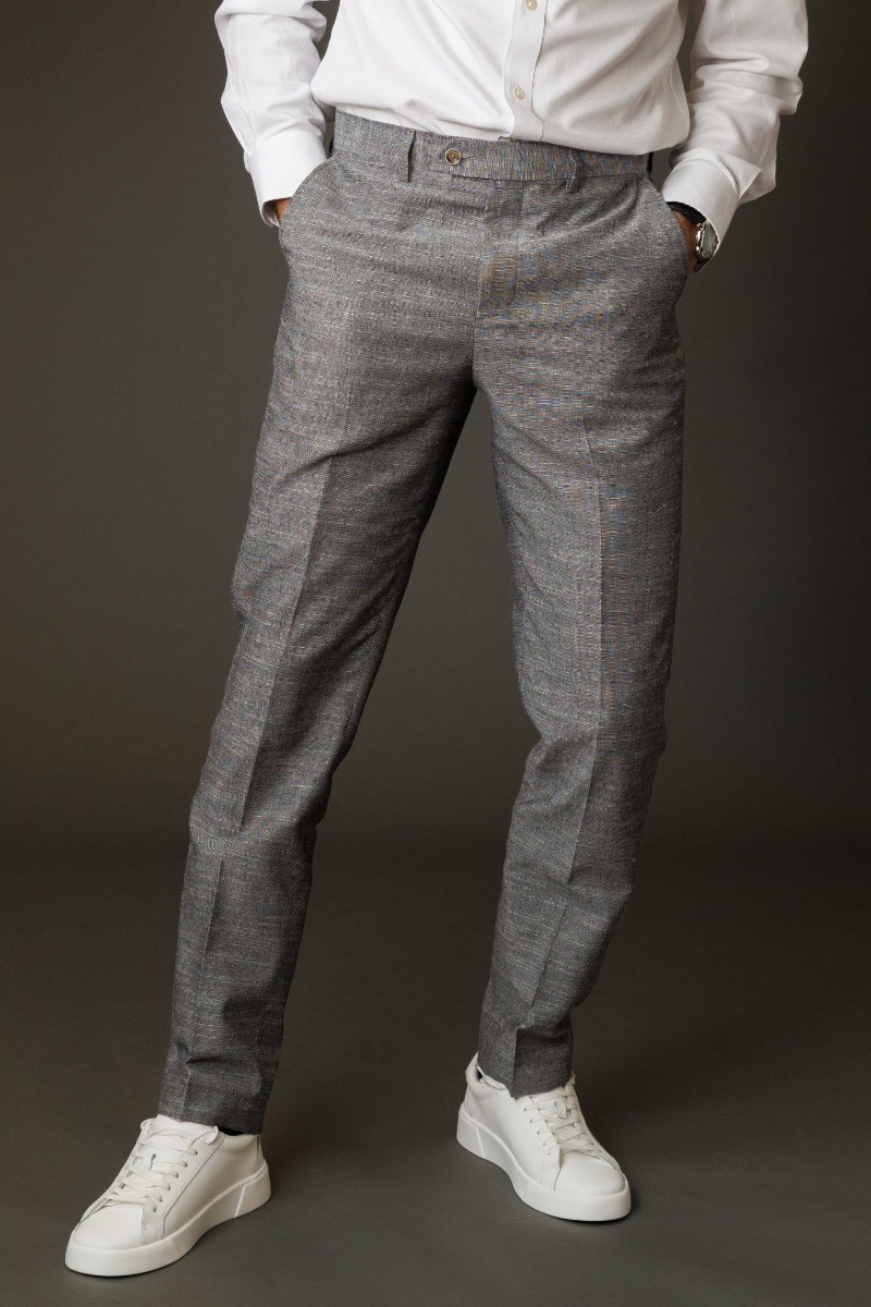 Men’s Rowan Grey 2 Pieces Suit Textured Wedding Cotton Set