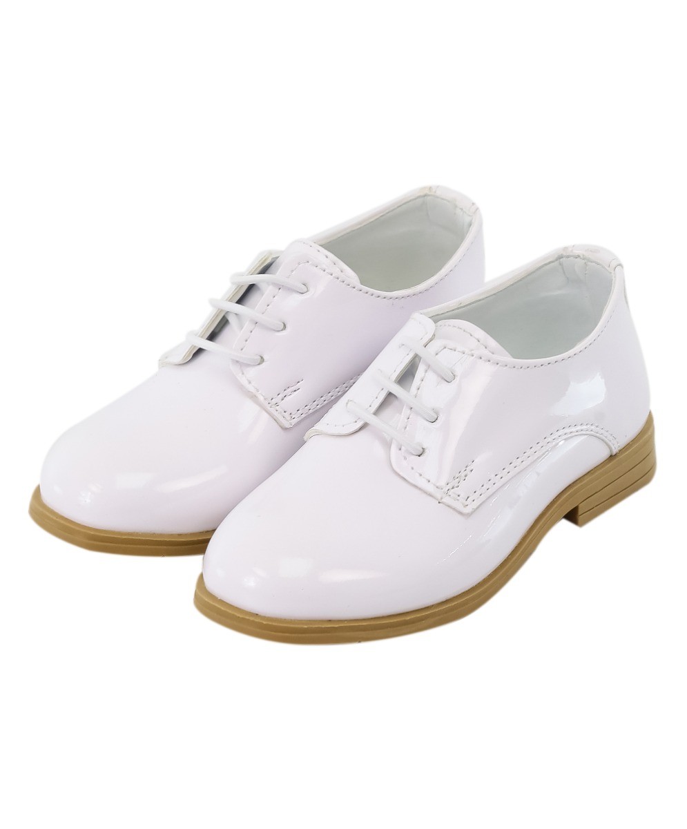 Boys Derby Patent Lace Up White Communion Shoes
