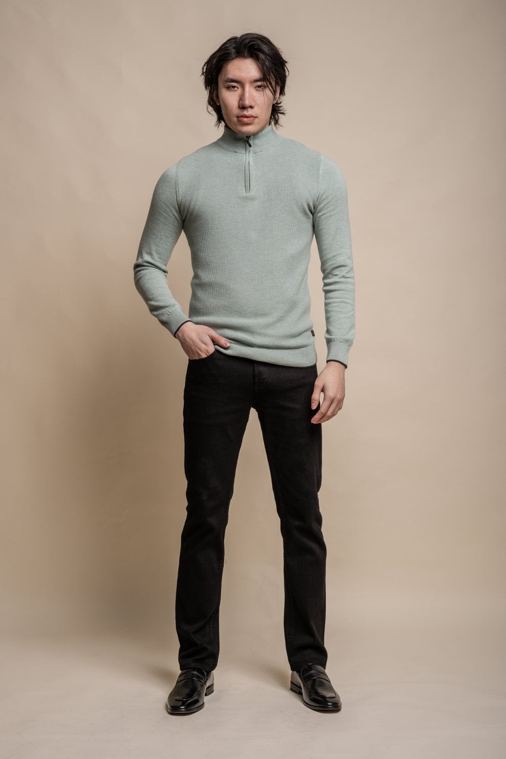 Men's Half Zip Knit Cotton Pullover - KYLE