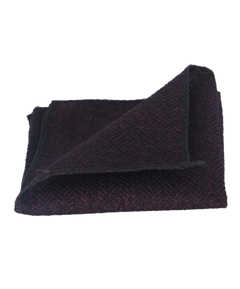 Boys & Men's Herringbone Tweed Pocket Handkerchief - Purple