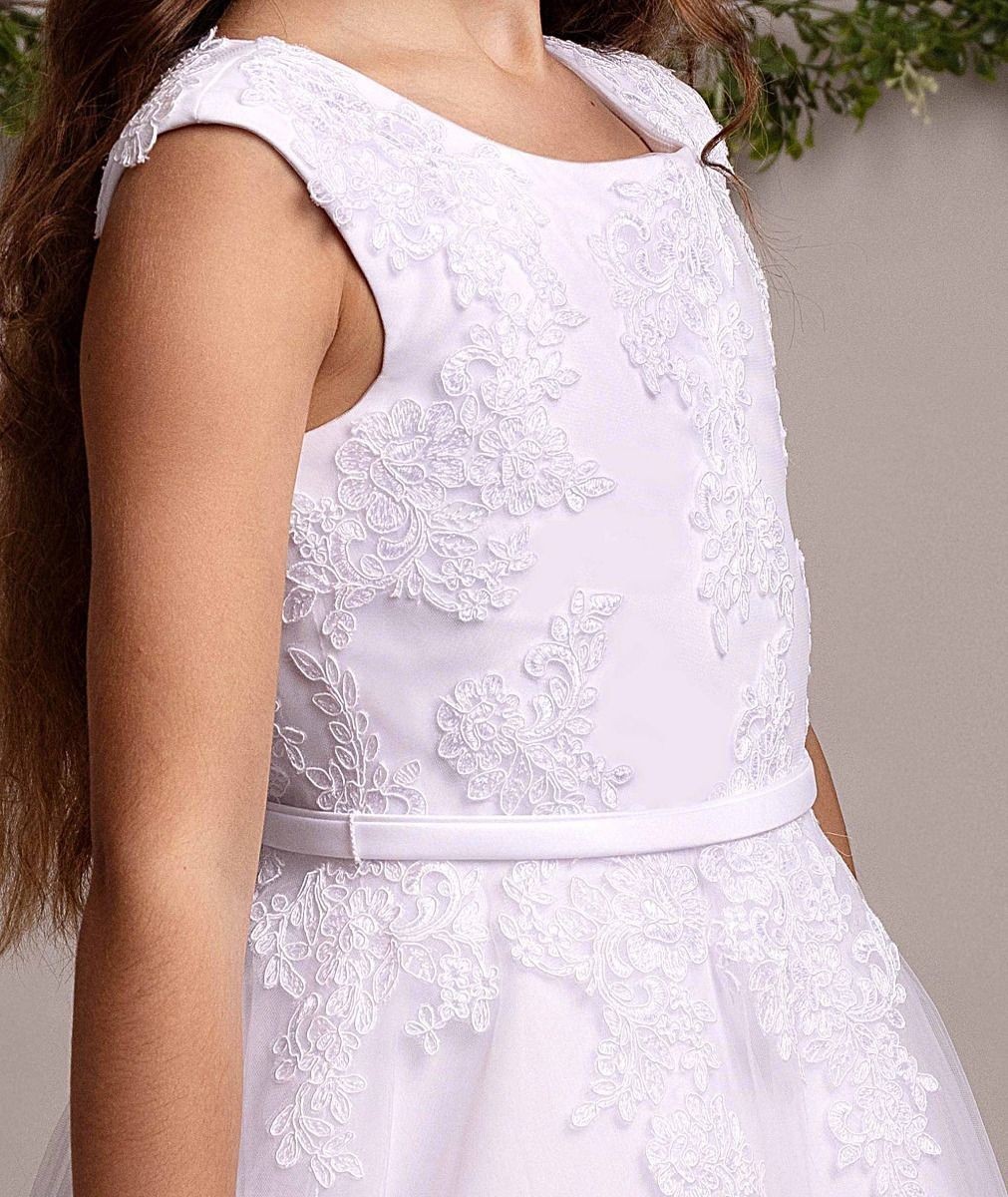 Girls Full-Length White Lace Dress – TIFFANY