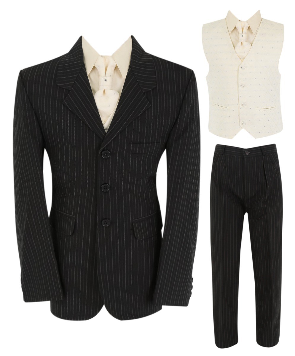 Boys Formal Suit with Patterned Waistcoat and Tie Set