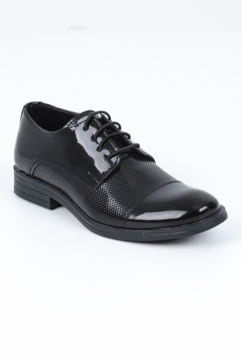 Boys Patent Black Derby Shoes UTAH