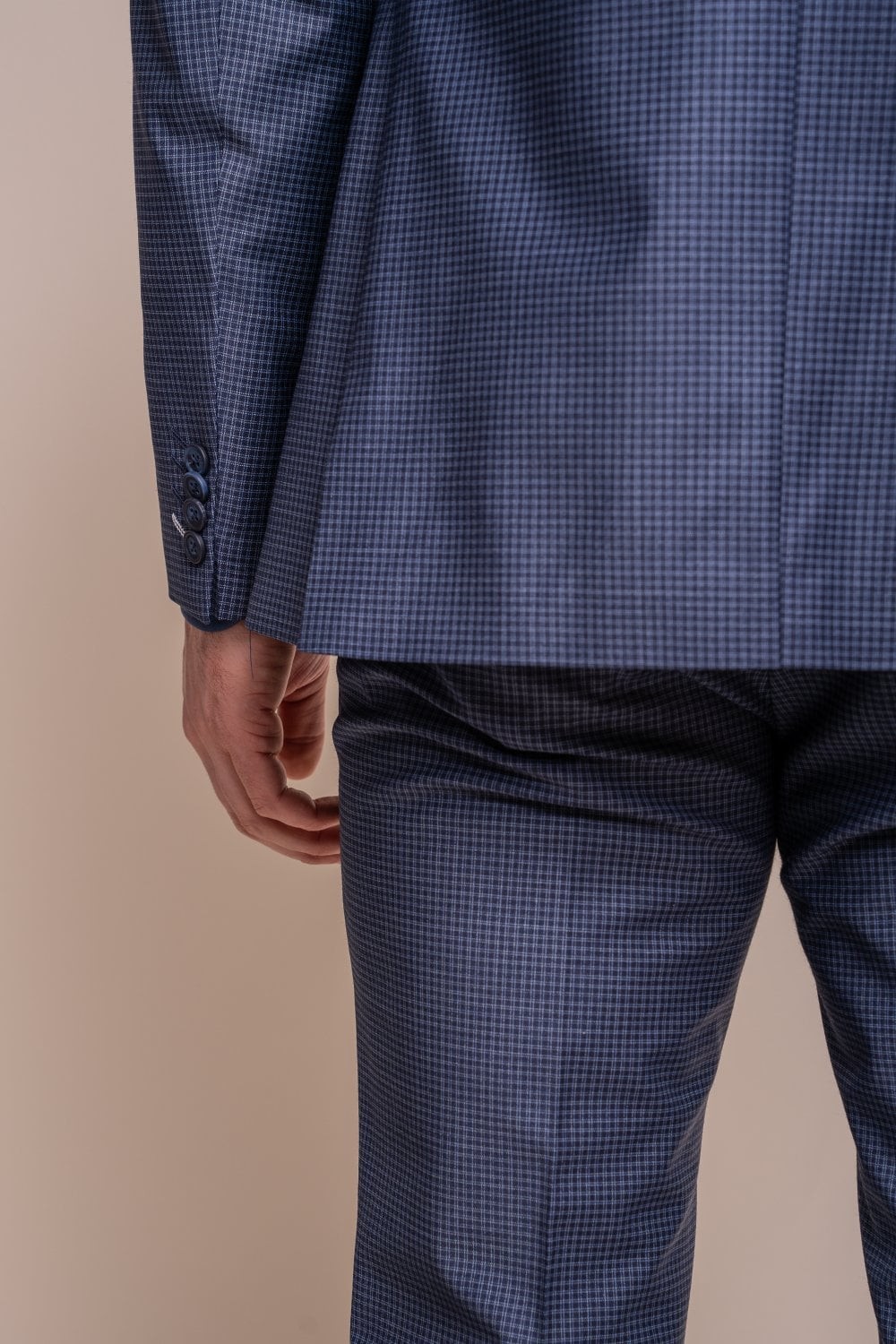 Men's Wool Blend Slim Fit Suit Jacket- BOND - Navy Check