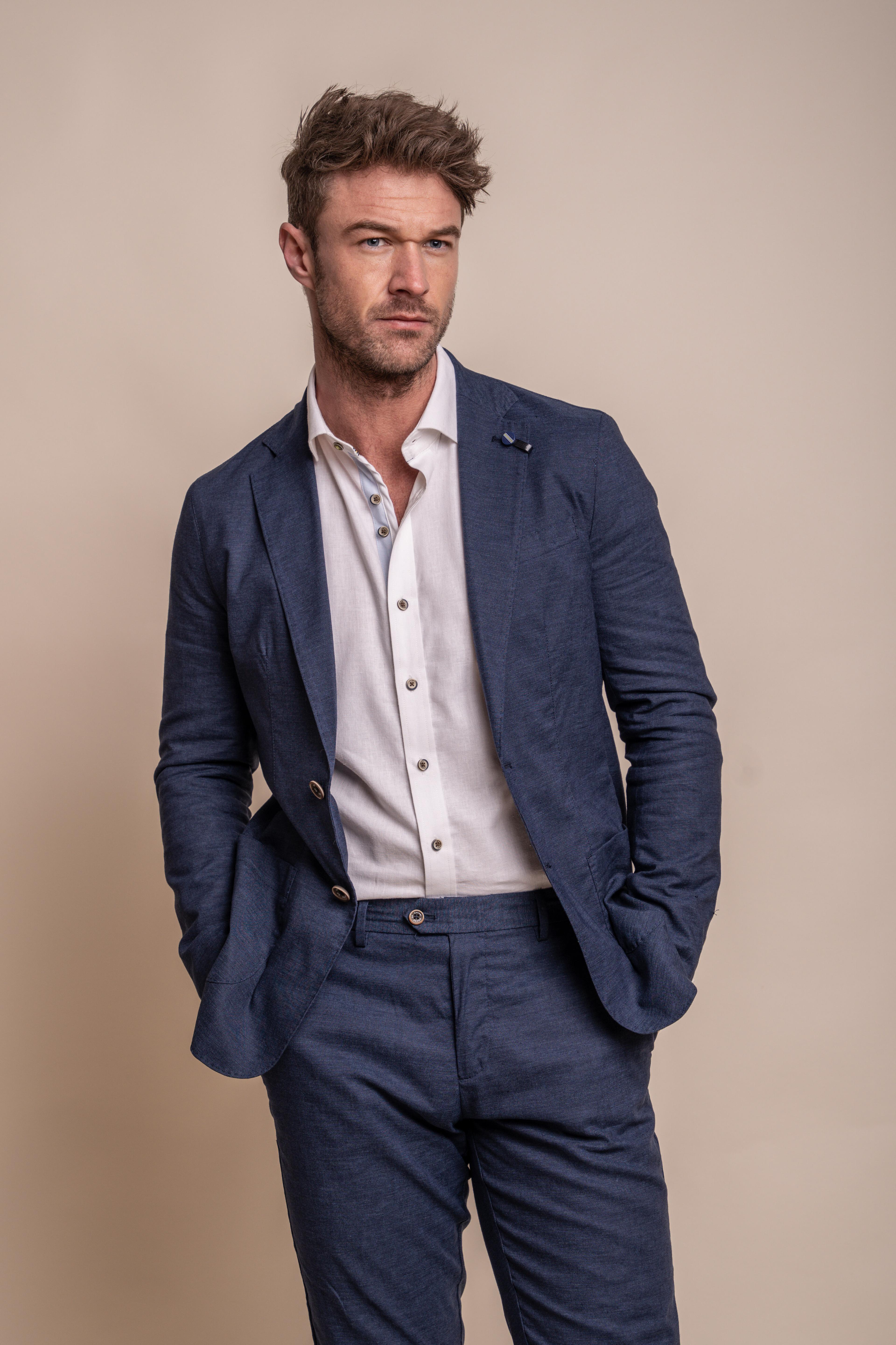 Men's Slim Fit Linen Suit Jacket - ALVARI