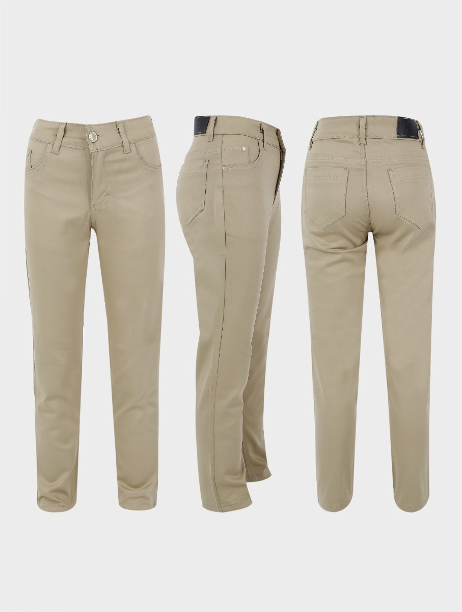 Boys Casual Stretch Chino Trousers - Beige