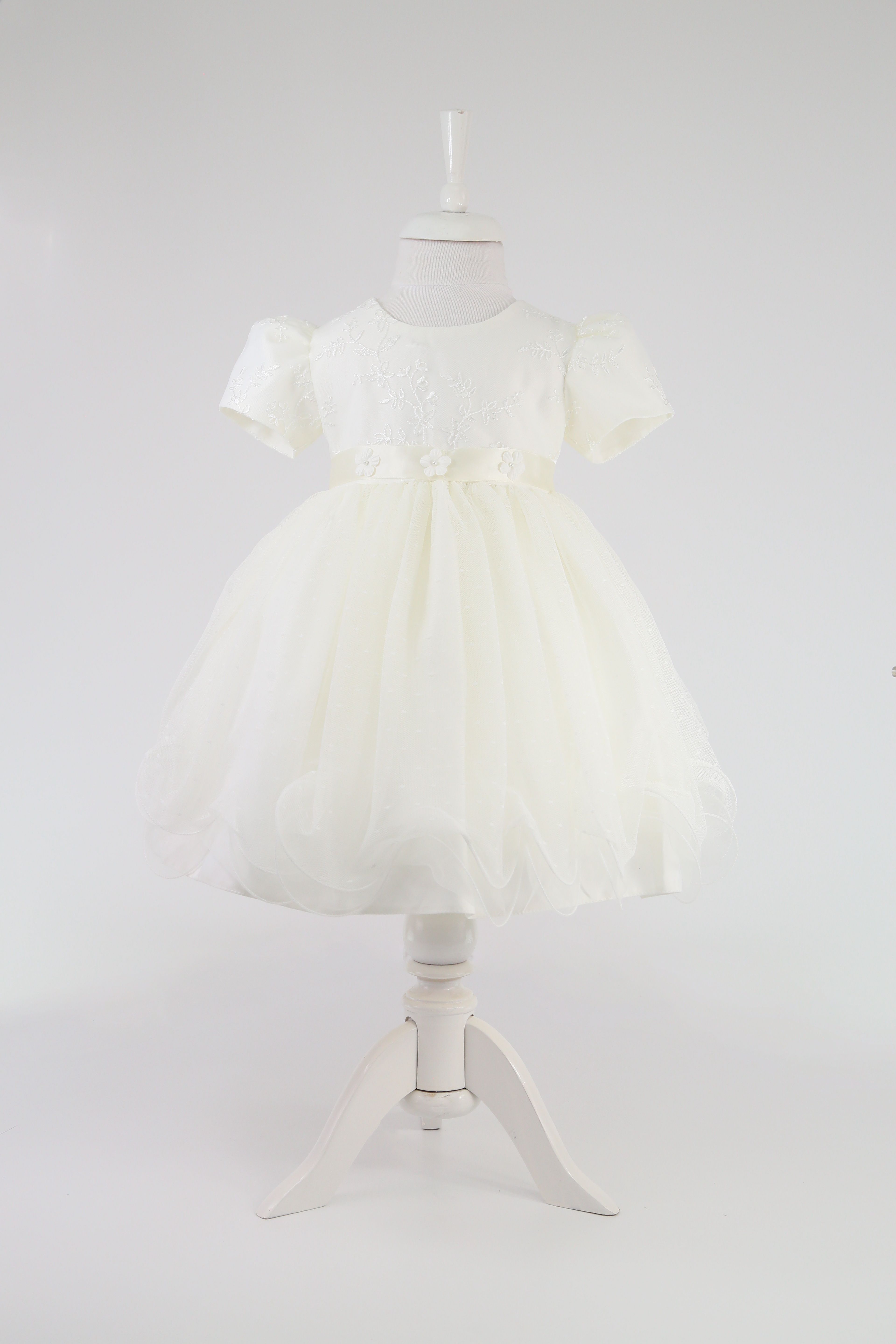 Baby Girls Balloon Sleeve Tulle Dress – B1038