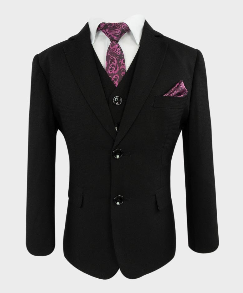 Boys Tailored Fit Formal Suit - AIDEN - Black