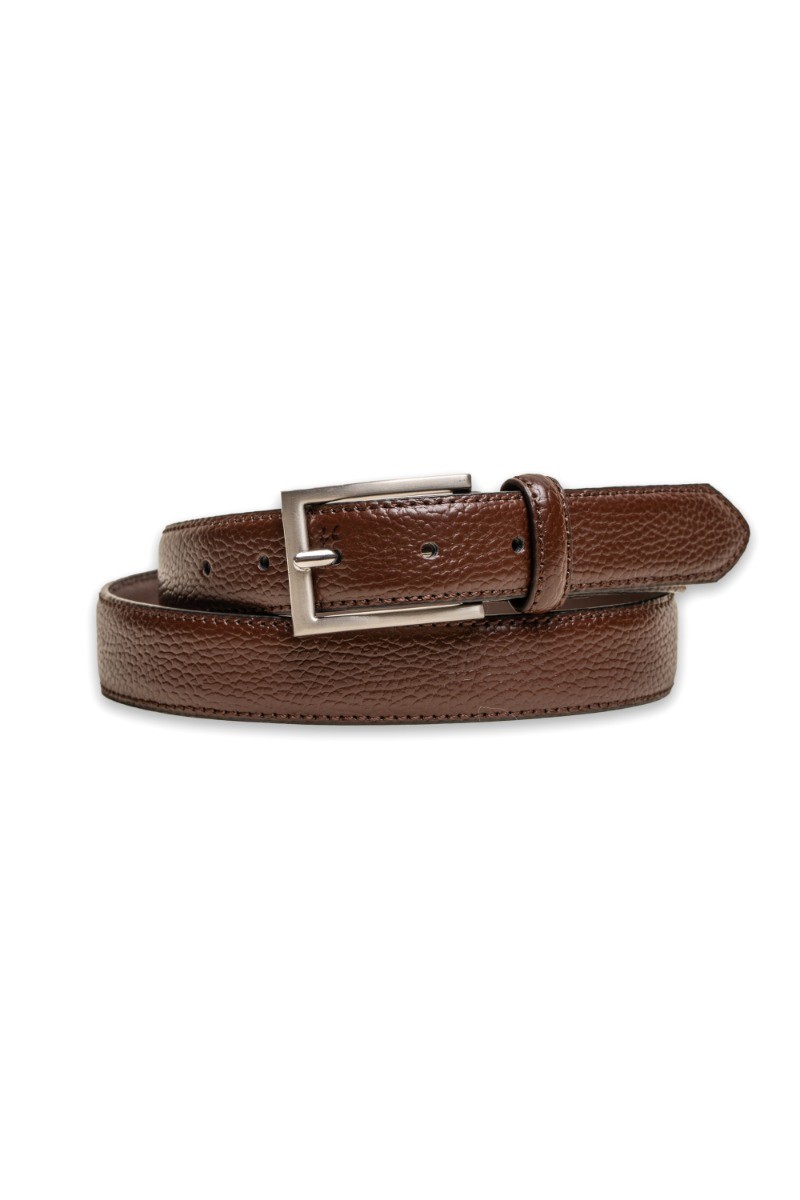 Men's Patent Leather Dress Belt  - Brown