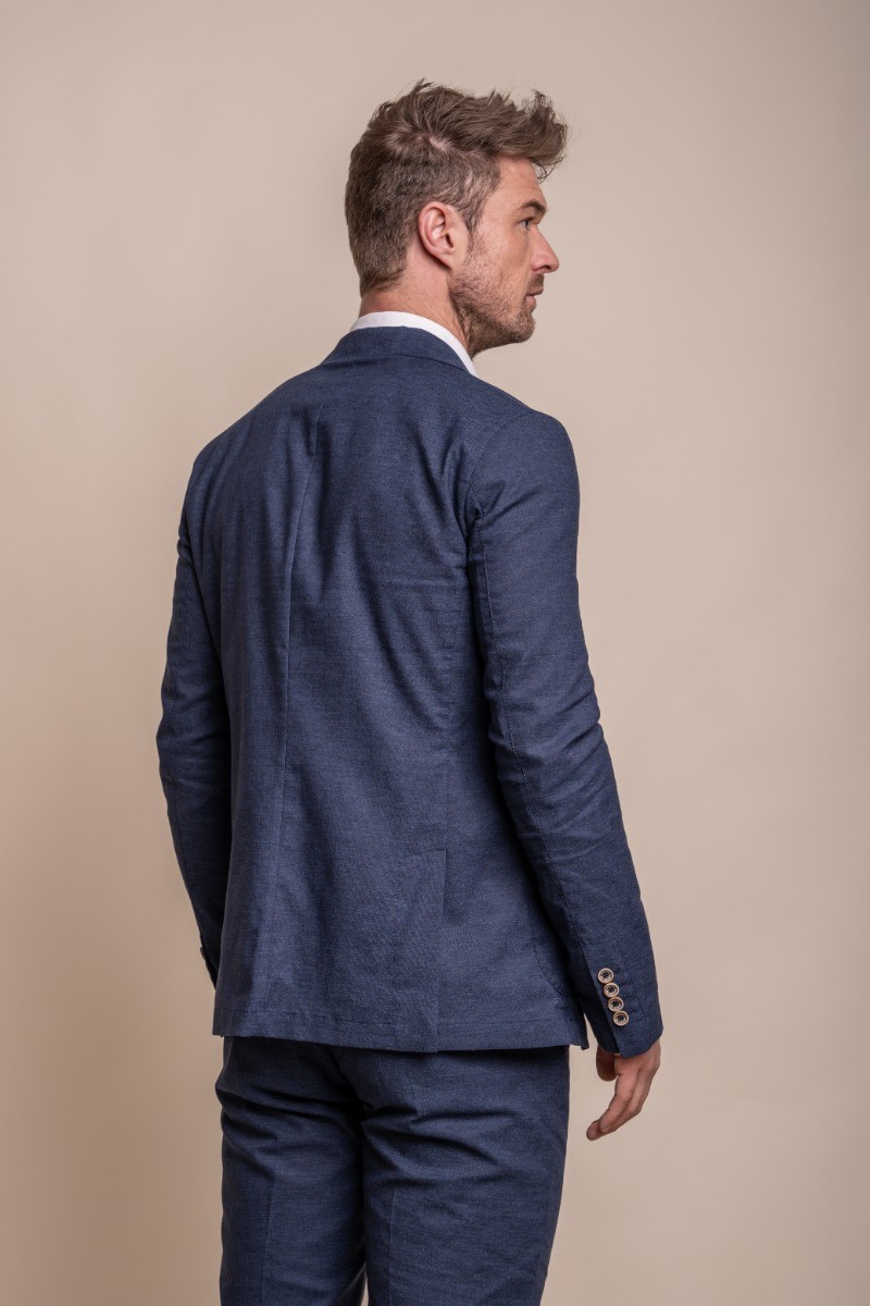 Men's Slim Fit Linen Jacket & Trousers Suit Set - ALVARI