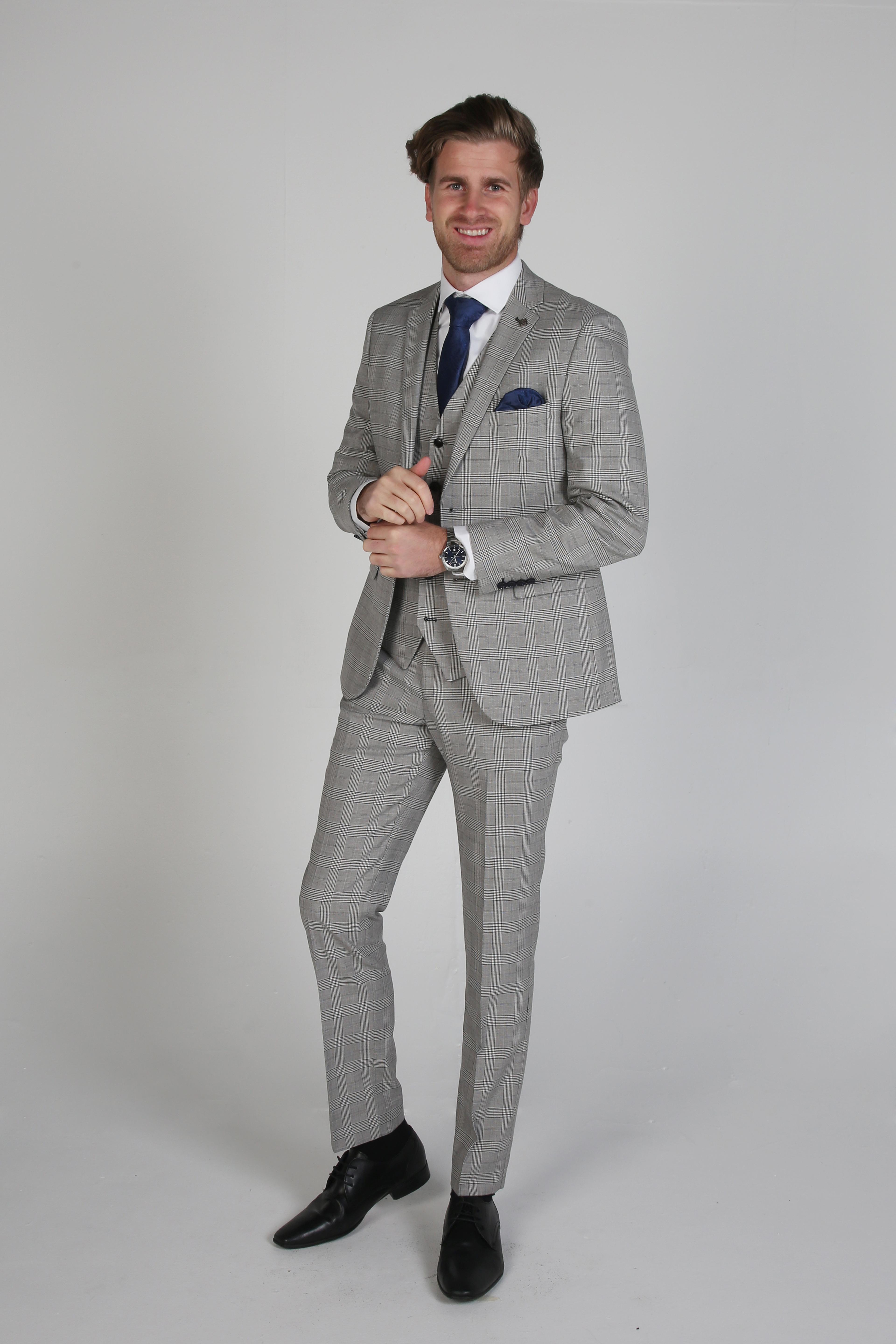 Men's Windowpane Tweed Check Formal Suit - HUGO