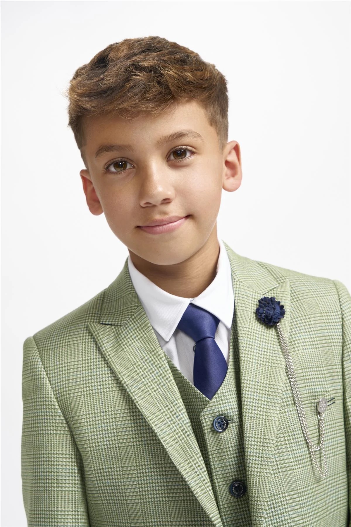 Boys Slim Fit Tweed Check Suit - CARIDI