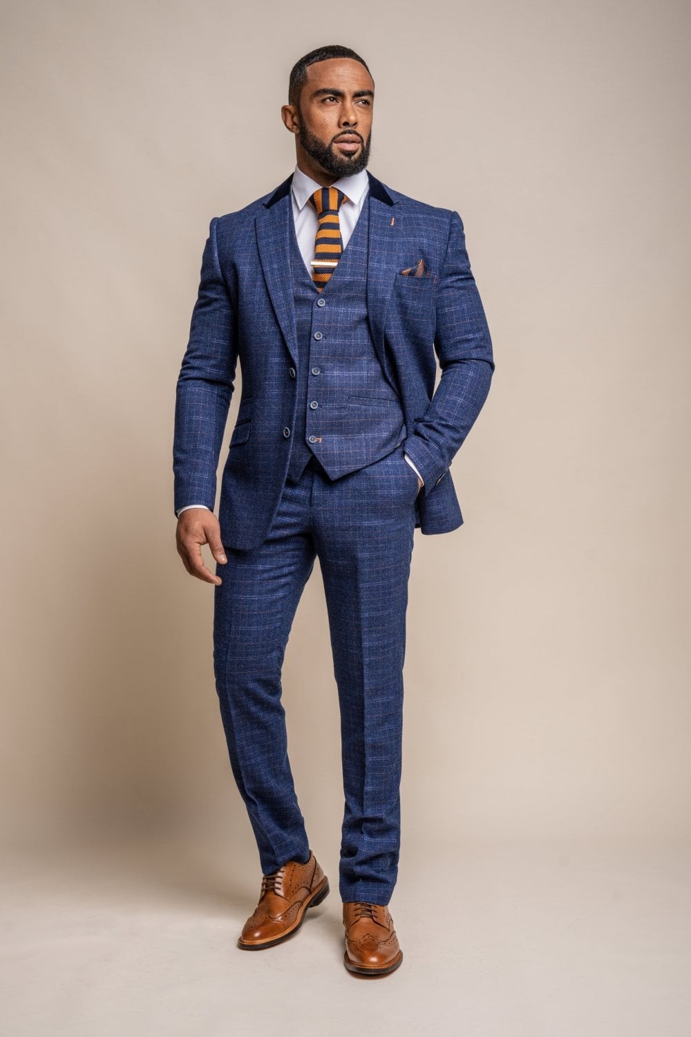 Check navy best sale blue suit