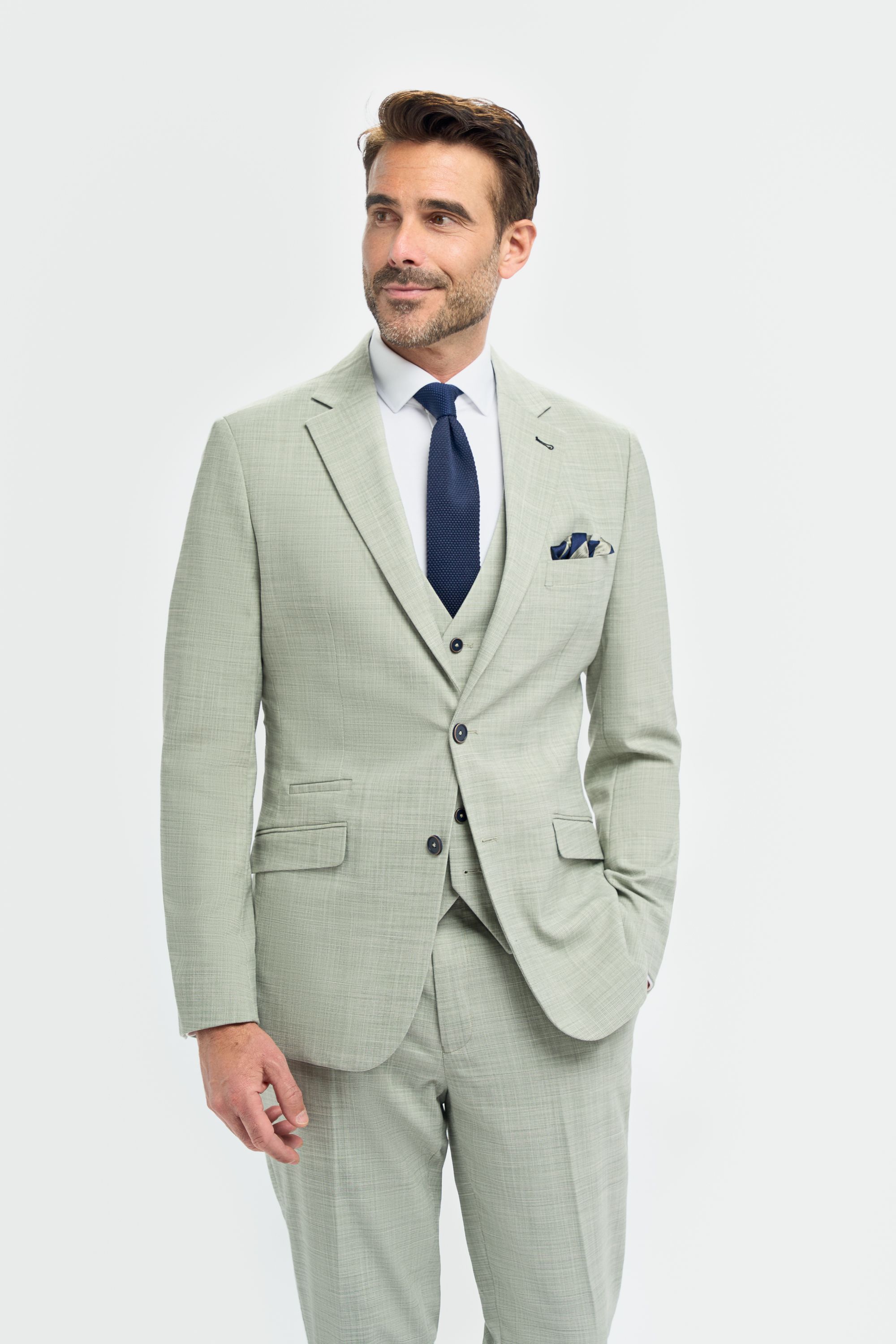 Men’s Sage Green Textured Suit Jacket - Camden