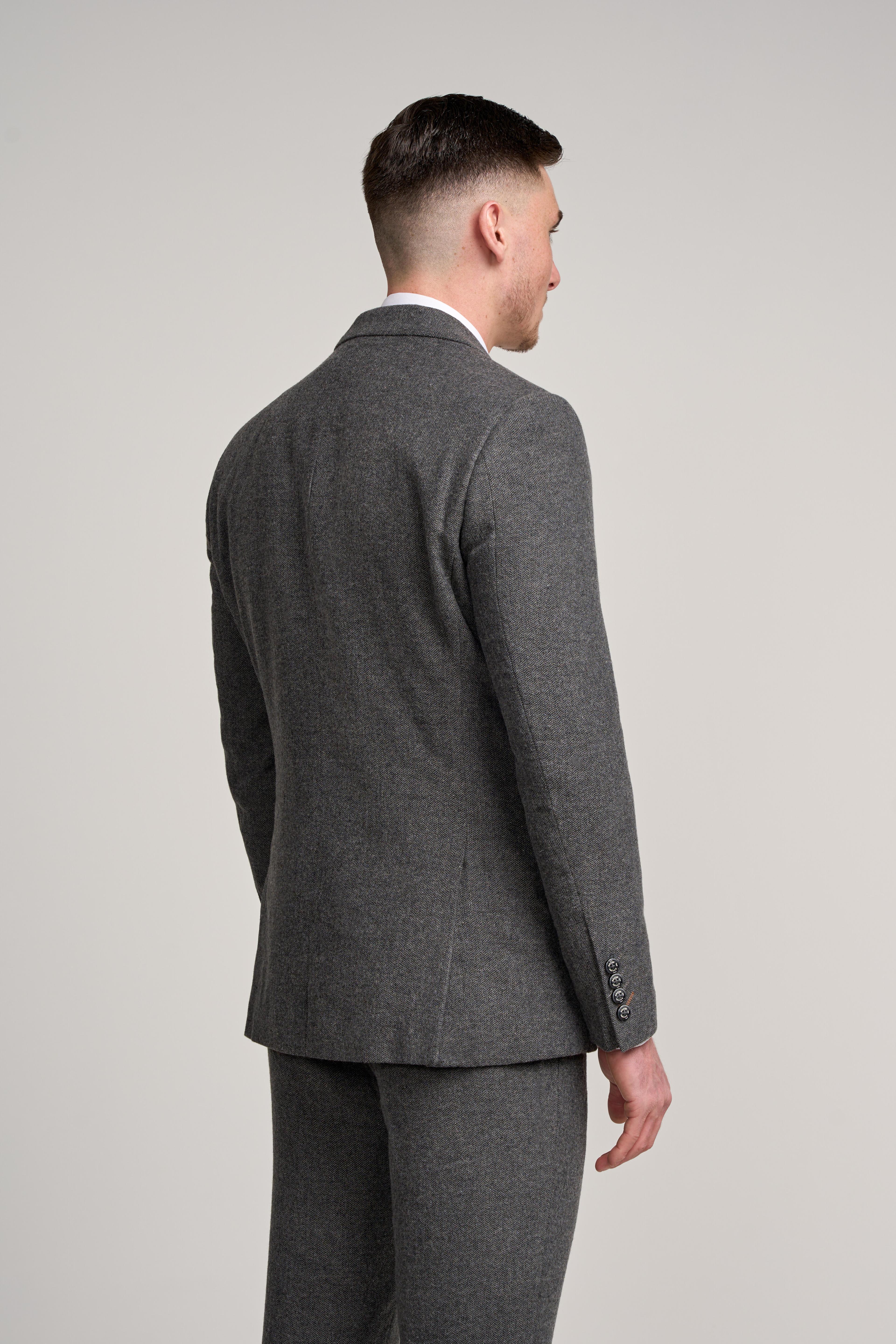 Men’s Grey Herringbone Tweed Suit - COSMO