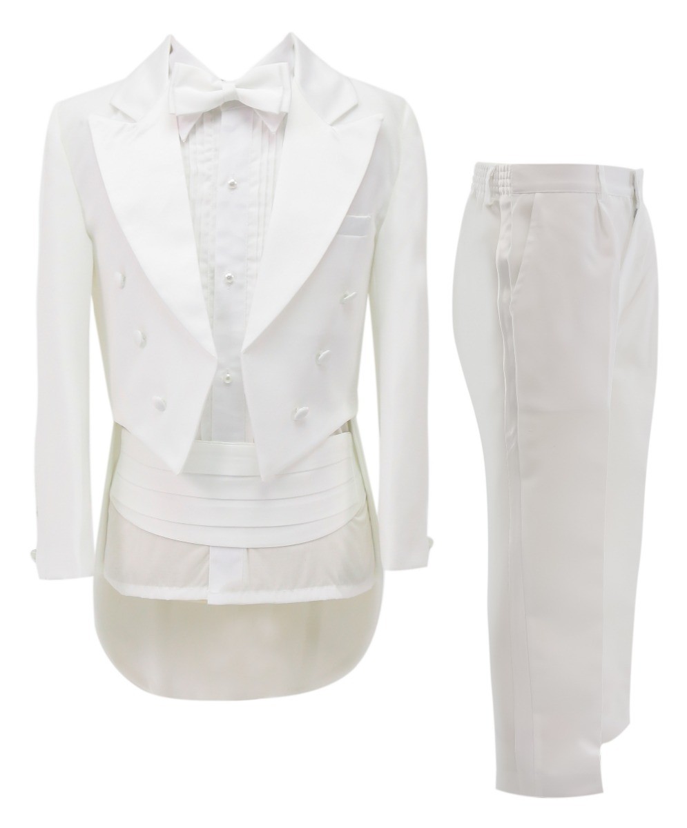 Boys Tuxedo Tail Suit - White