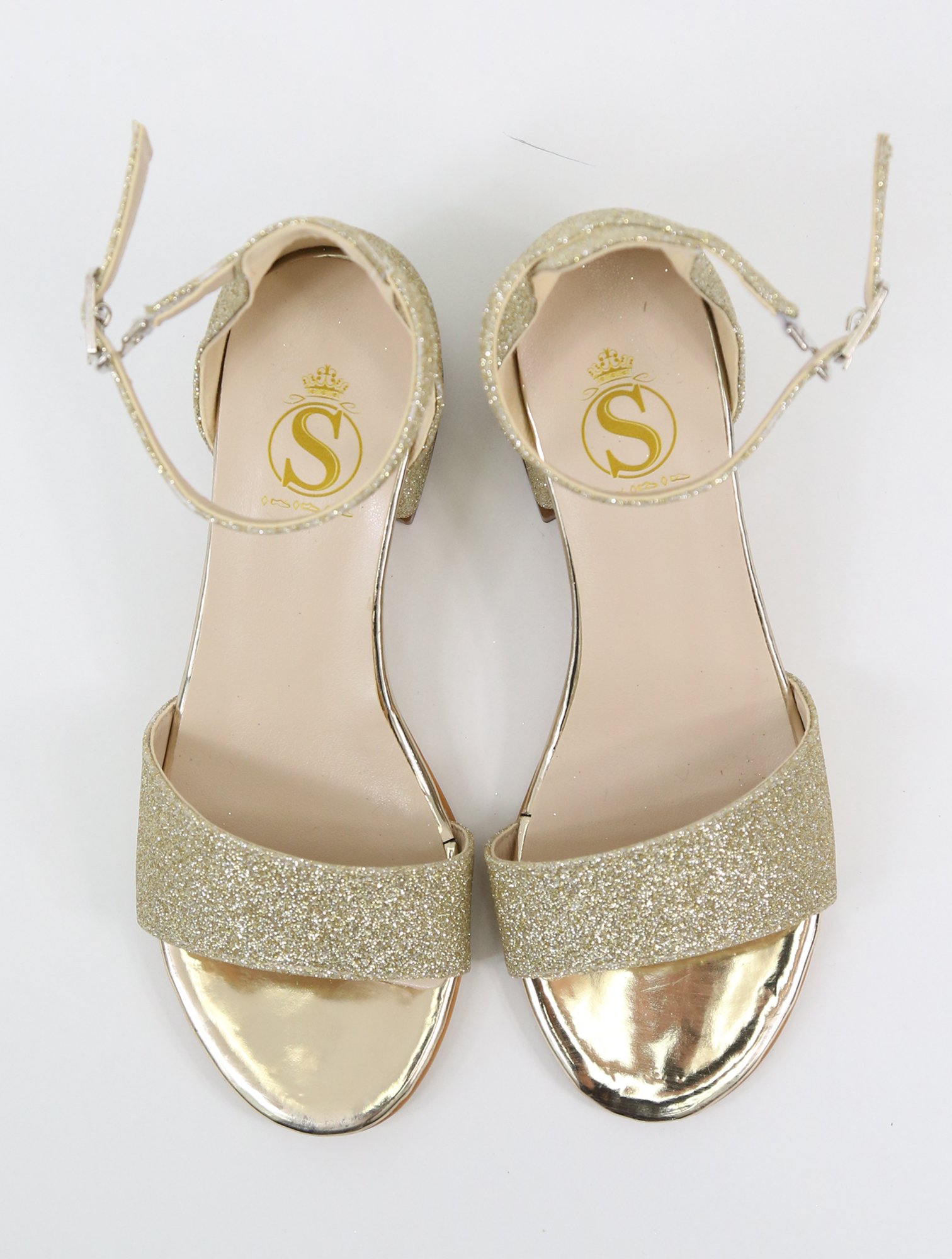 Girls Ankle-Strap Block Heel Sandals - SPARKLE