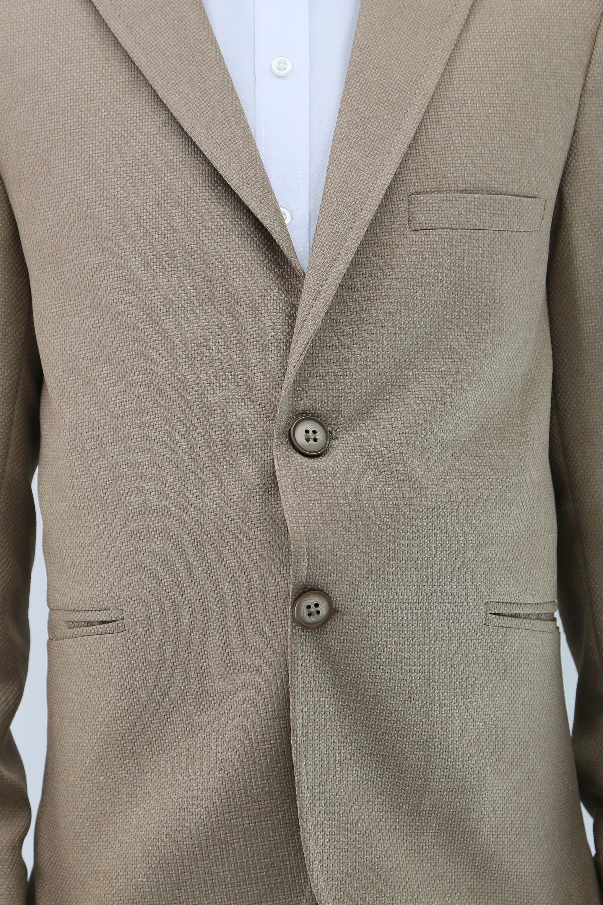 Boys' Formal Beige Textured Blazer Jacket