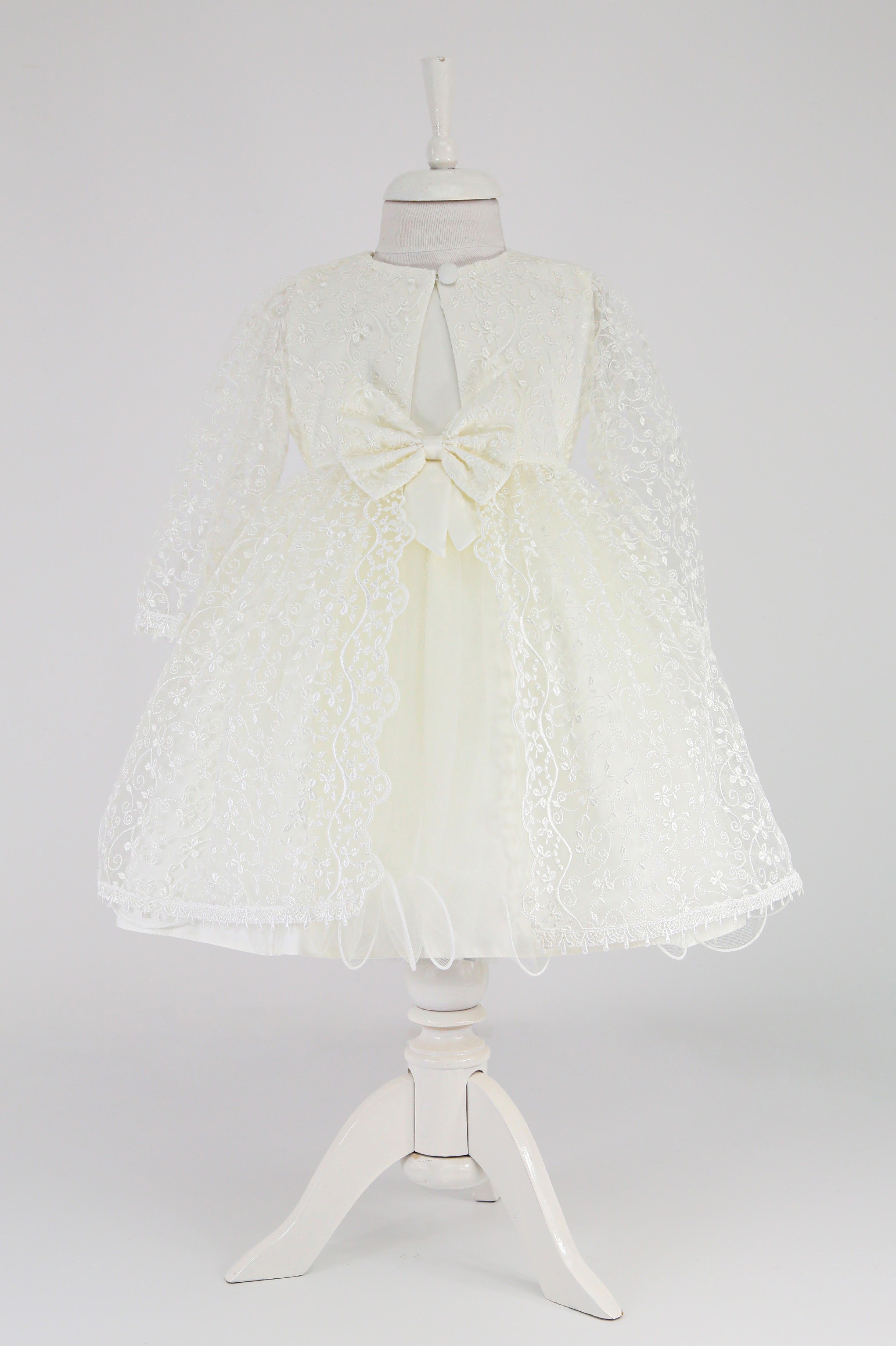 Baby Girl Dress with Lace Overlay Jacket - B1201