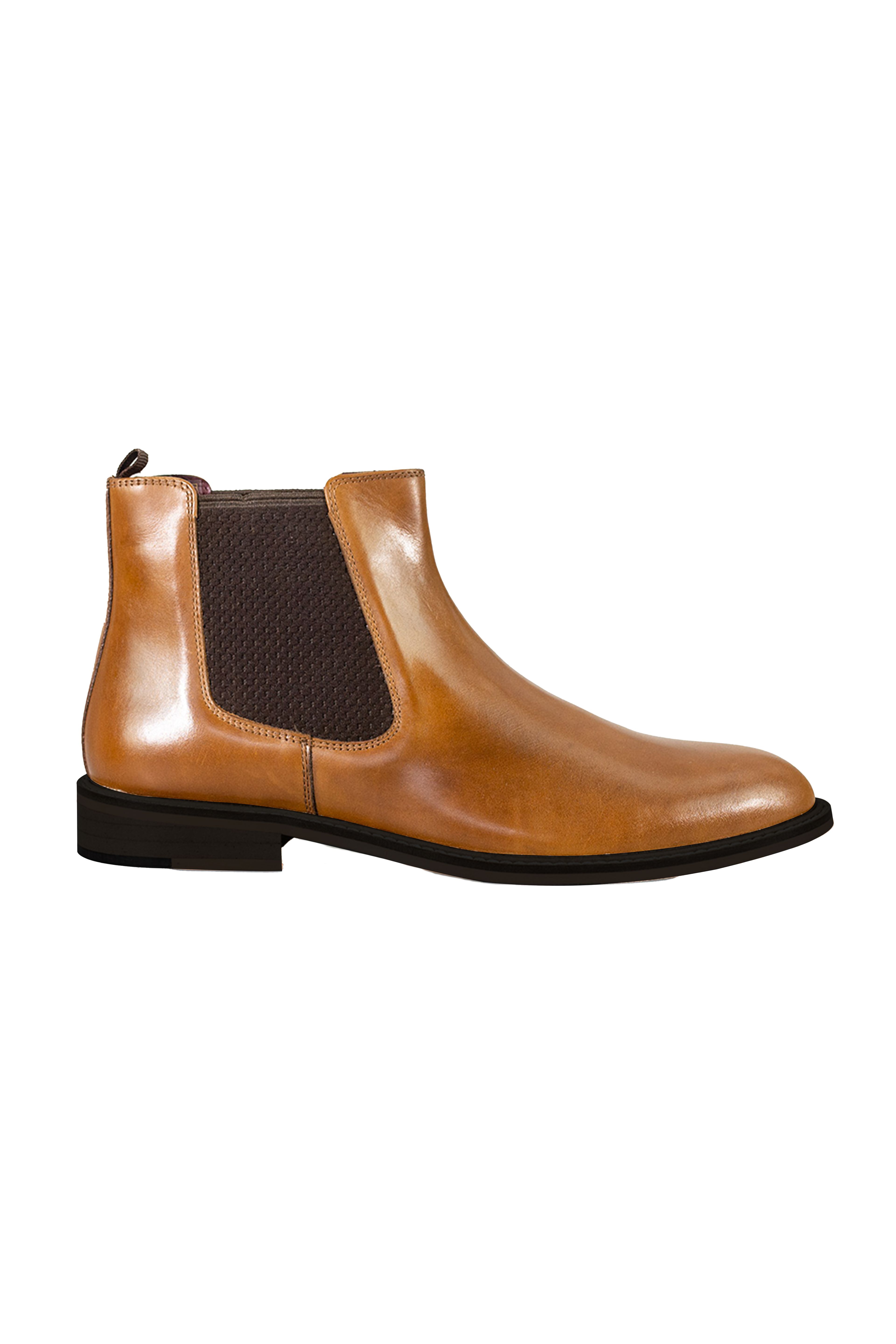 Men's Pull on Leather Chelsea Boots - WATSON Tan  - Tan Brown