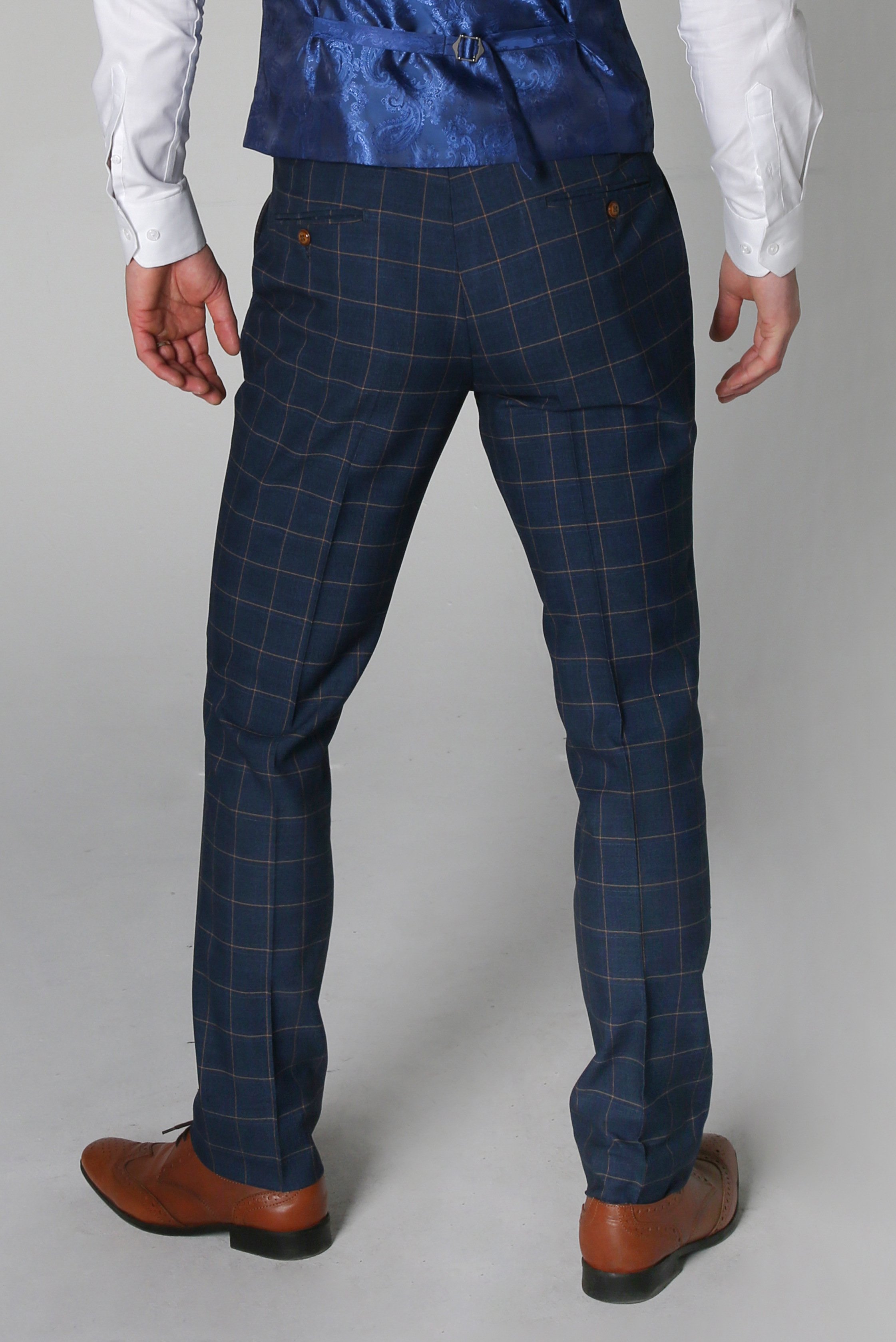 Men's Tailored Fit Windowpane Check Trousers - HAMLEYS