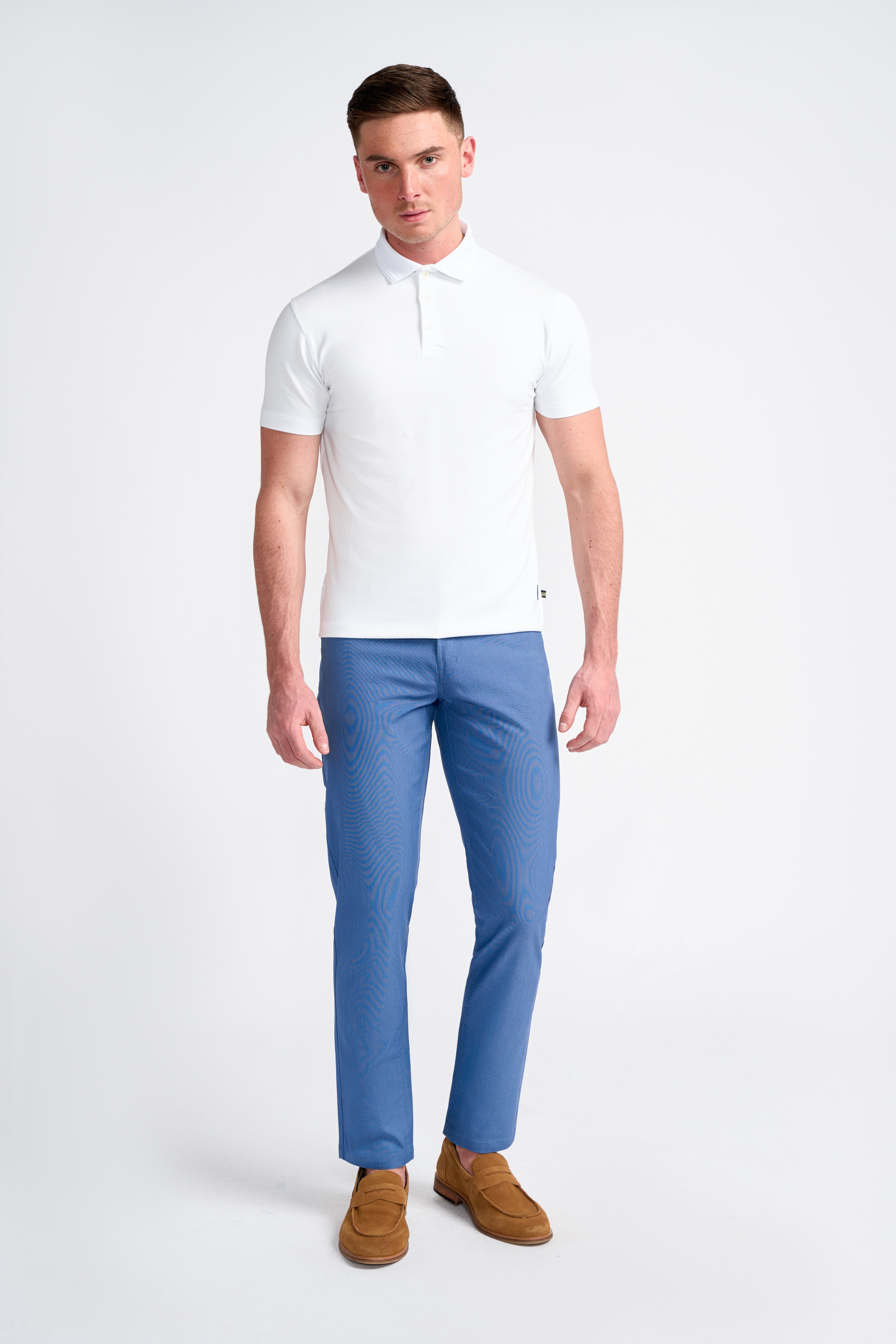 Men’s Cotton Blend Jean Cut Chino Trousers – DALTON - Cobalt  Blue