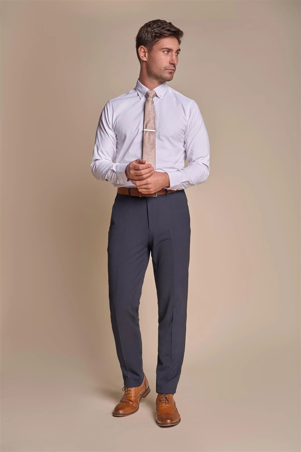 Men’s Textured Slim Fit Formal Trousers – SIREN