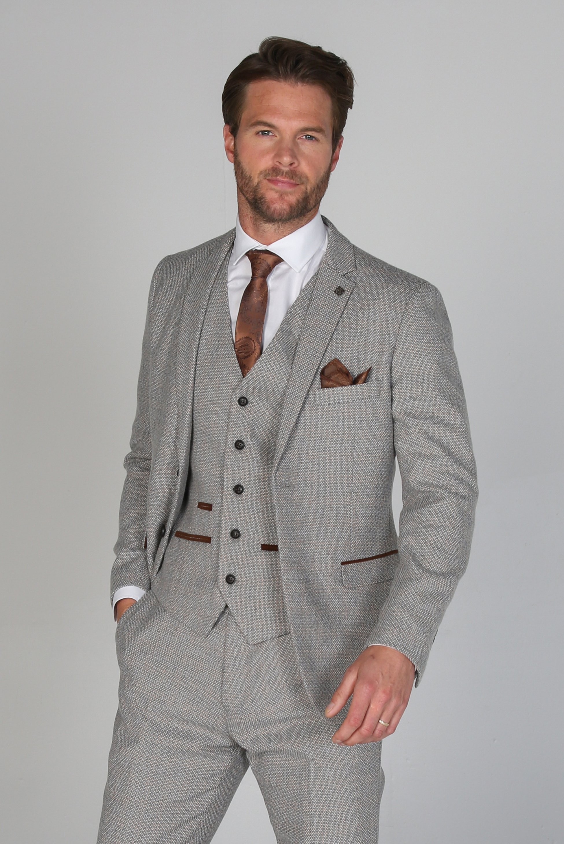 Men's Tweed-like Tailored fit Suit Jacket - Ralph - Cream