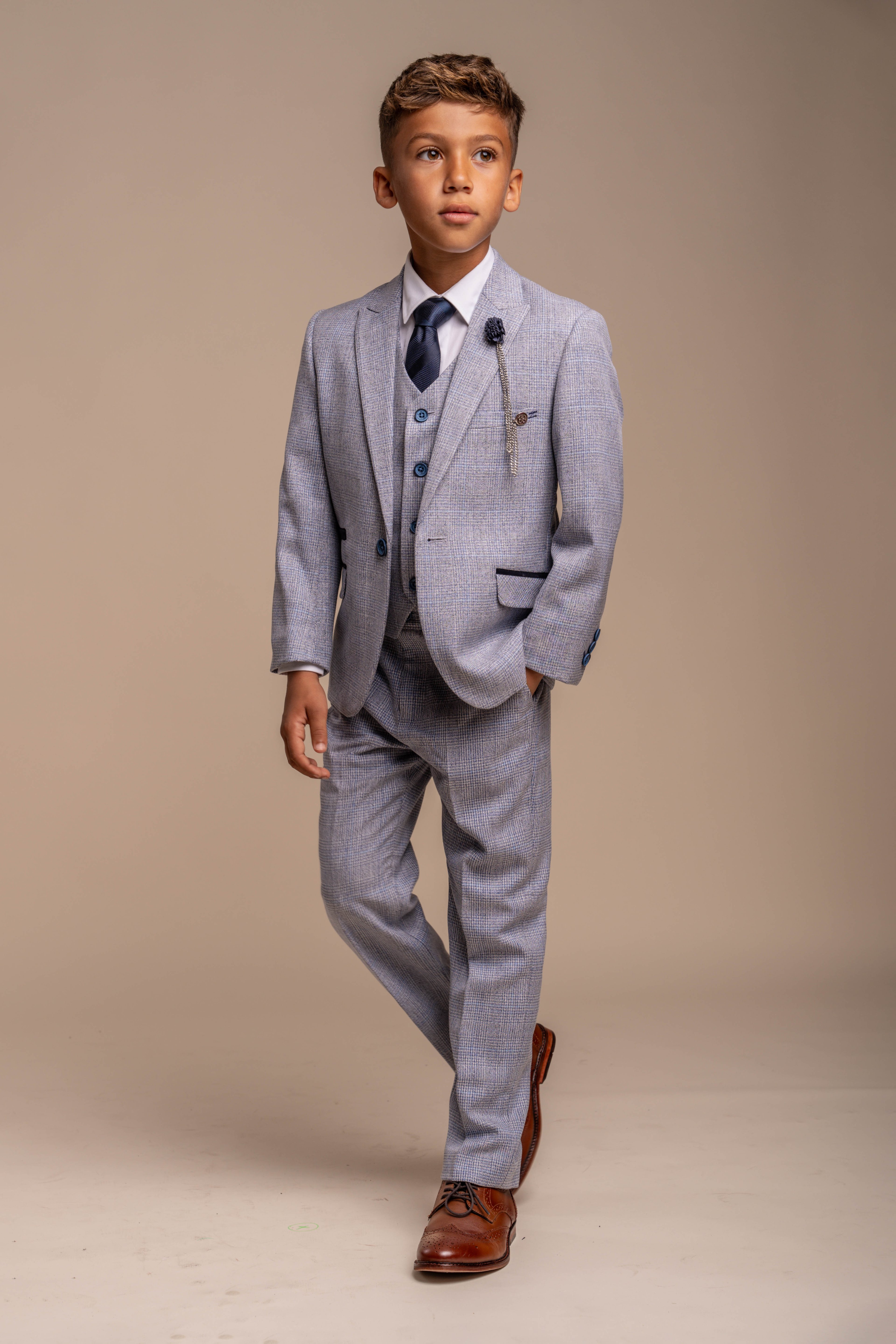 Boys Slim Fit Formal Suit - CARIDI - Blue