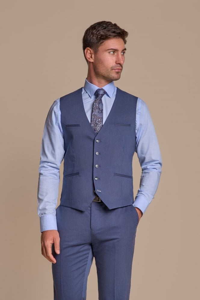 Men's Slim Fit Blue Formal Waitcoat - SPECTER
