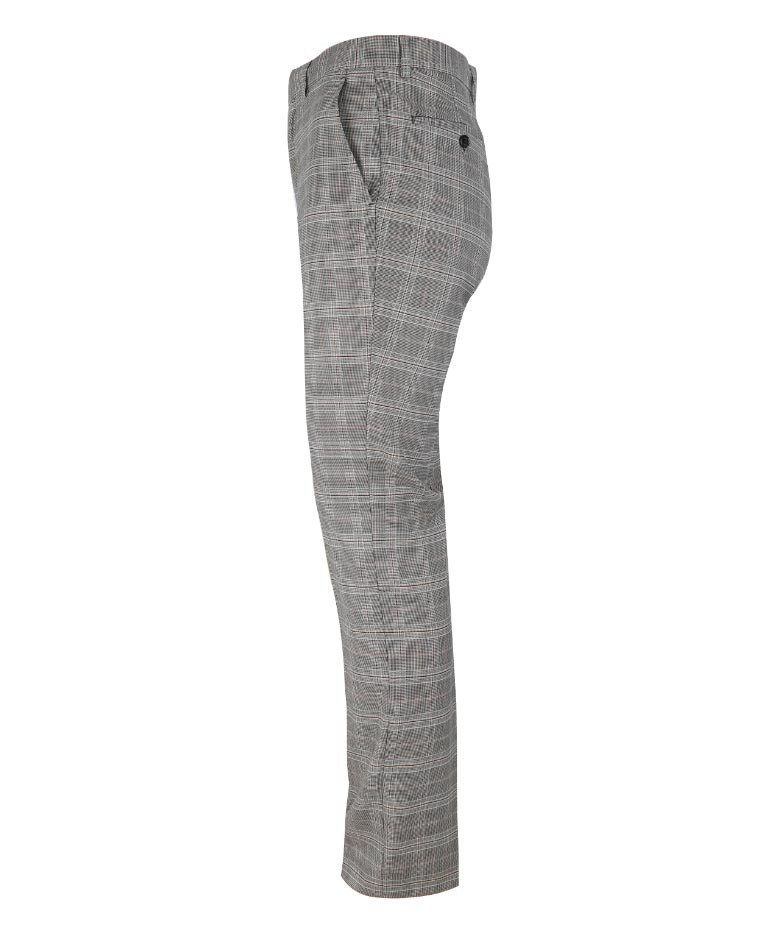 Men's Slim Fit Retro Check Trousers - QUINCY Stone - Dark Grey