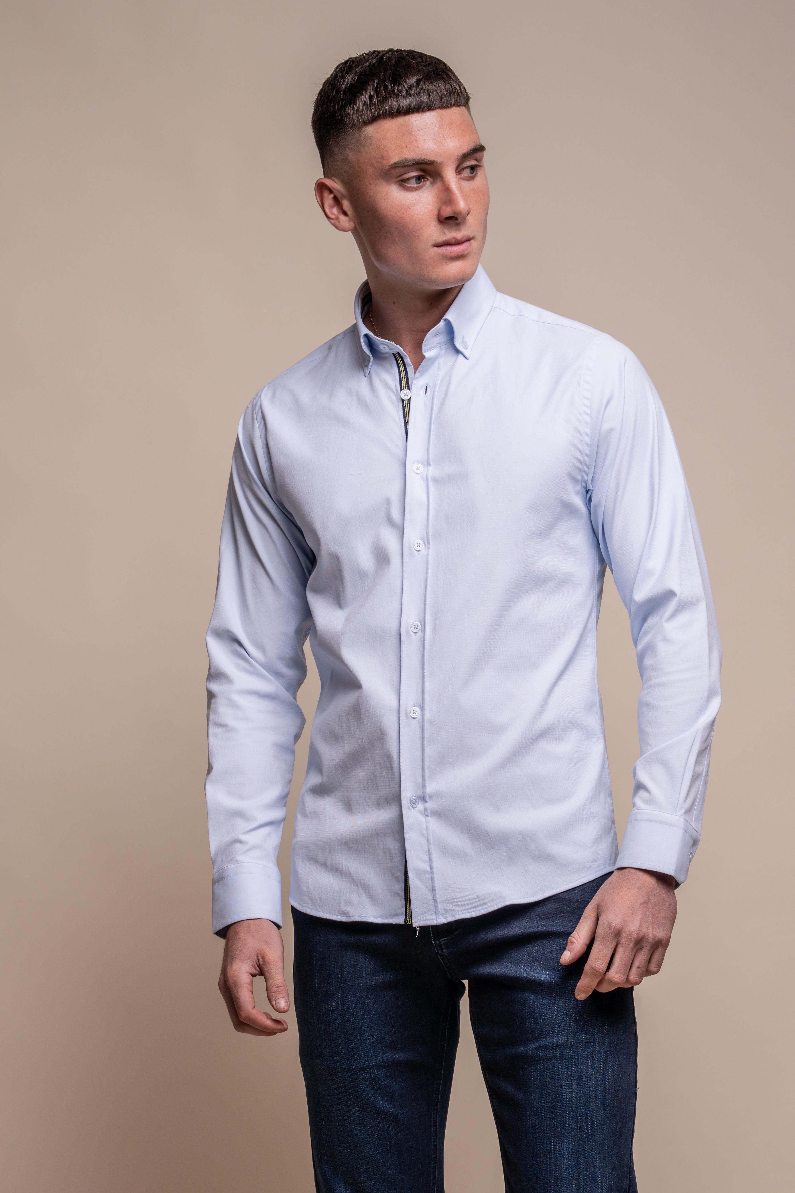 Men's Cotton Casual Shirt - Tessa - Sky Blue