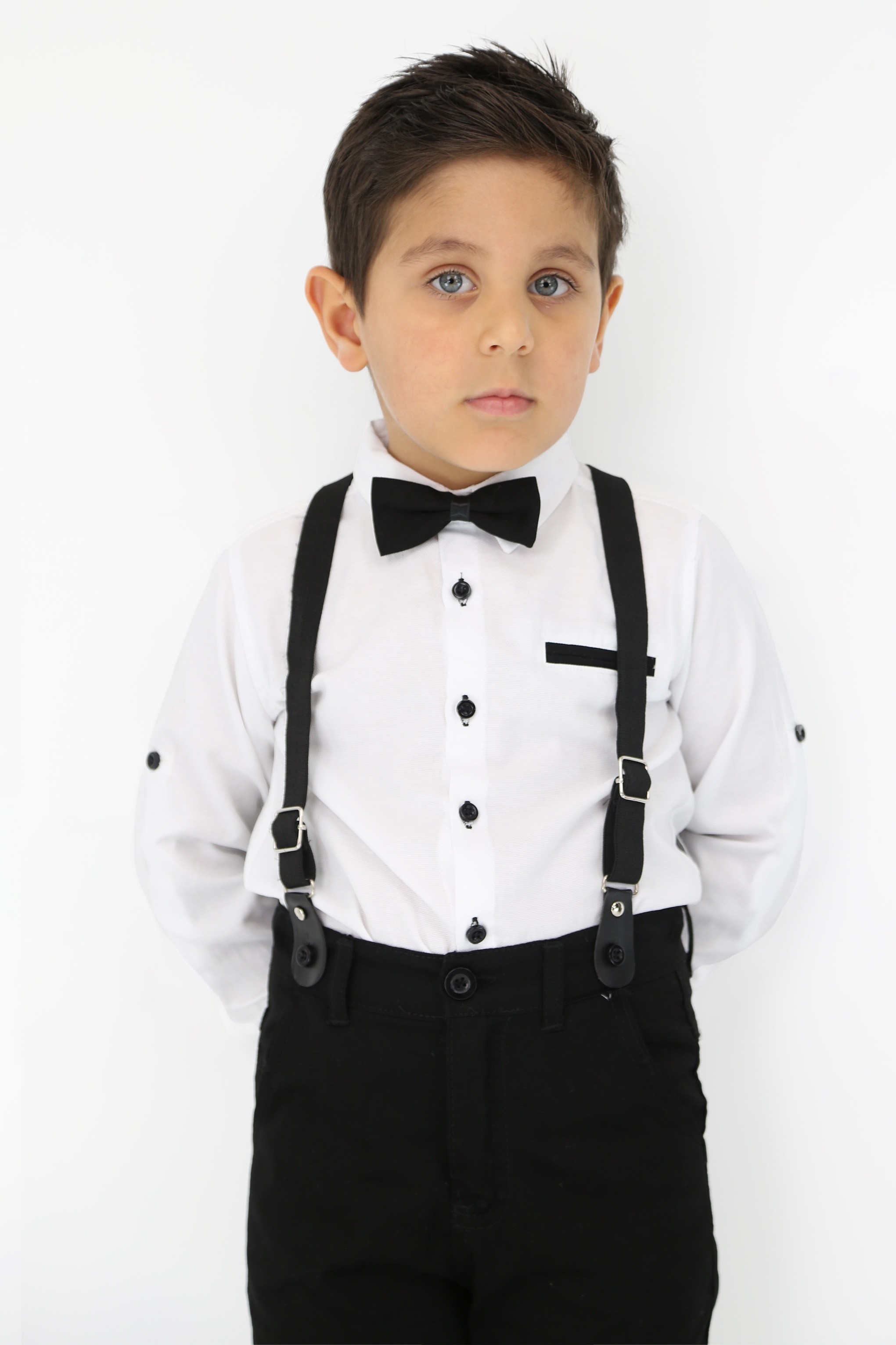 Baby & Boy Gentleman Outfit - 4 Piece Suspenders Pant Suit Set - OXFORD