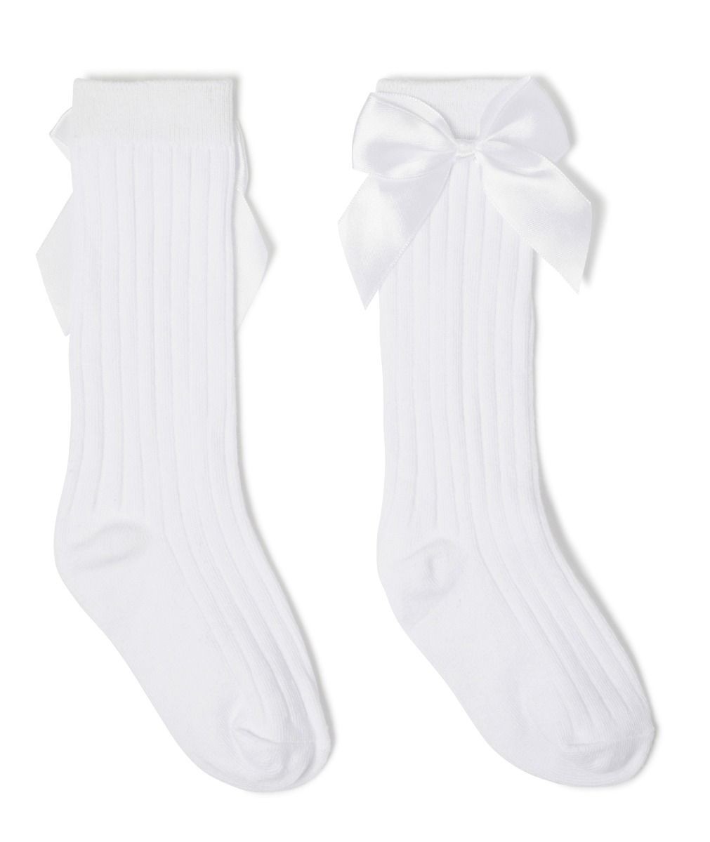 Girls' Bow Knee-High Ribbed Dress Socks - LARA