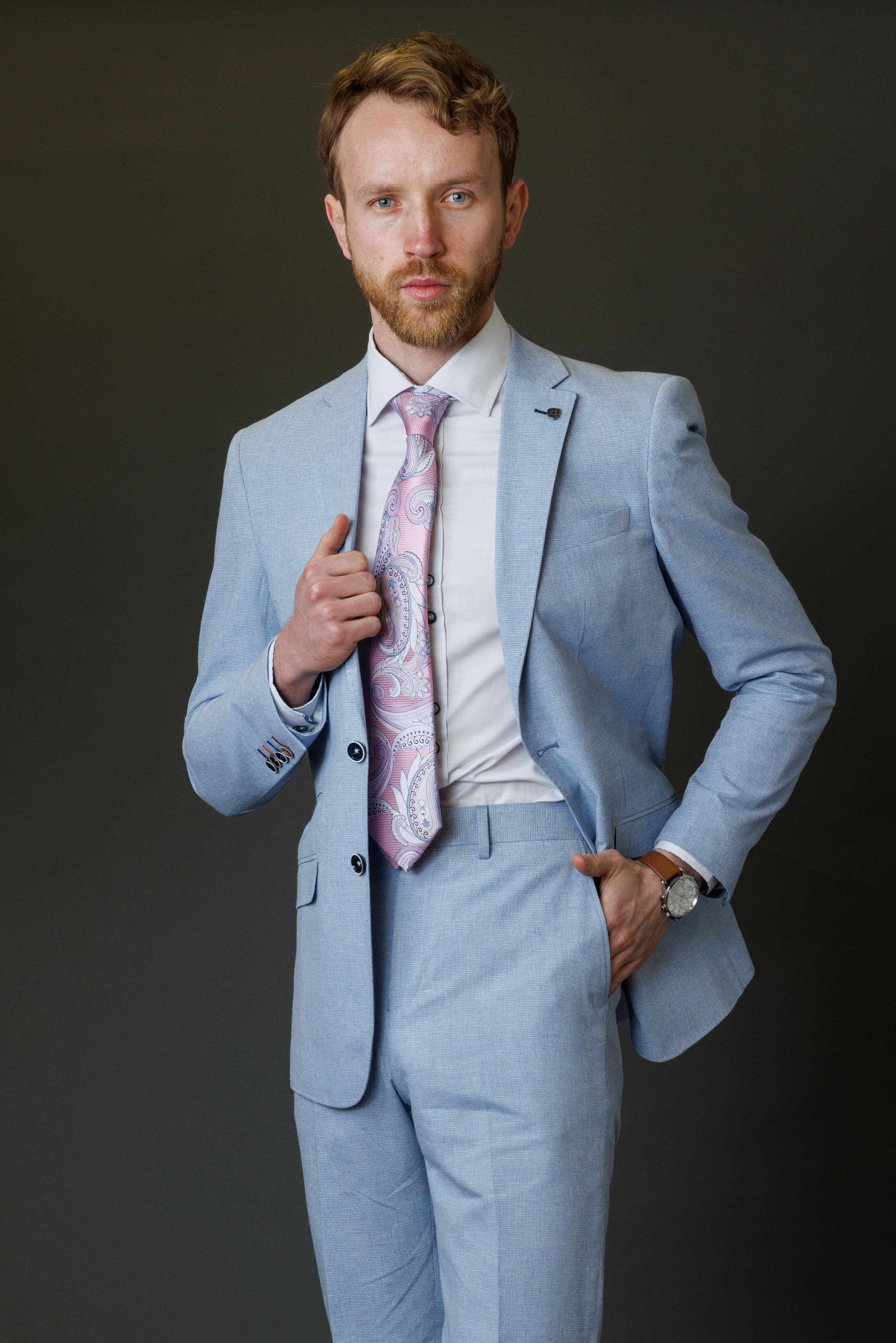 Men's Self Patterned Slim Fit Suit - JUDE