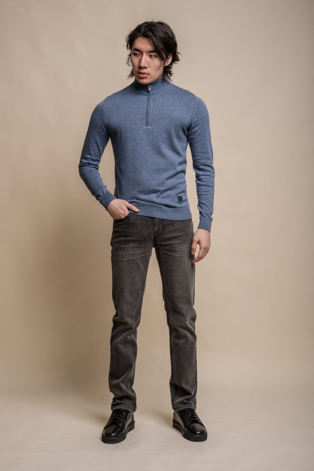 Men's Casual Cotton Half Zip Jumper - AVANTI