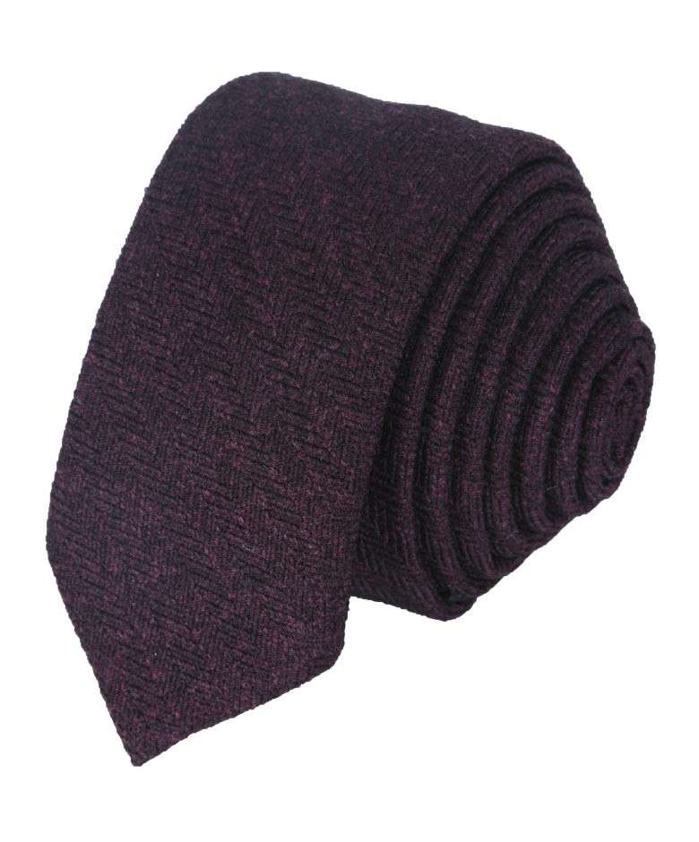 Boys & Men's Herringbone Tweed Tie & Pocket Square Set - Purple