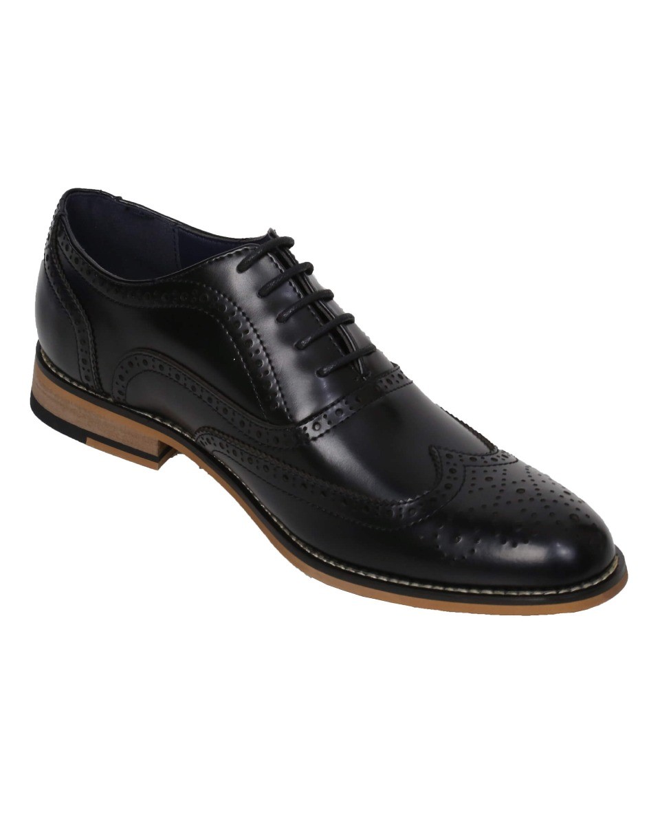 Men's Lace Up Leather Brogue Shoes - OXFORD