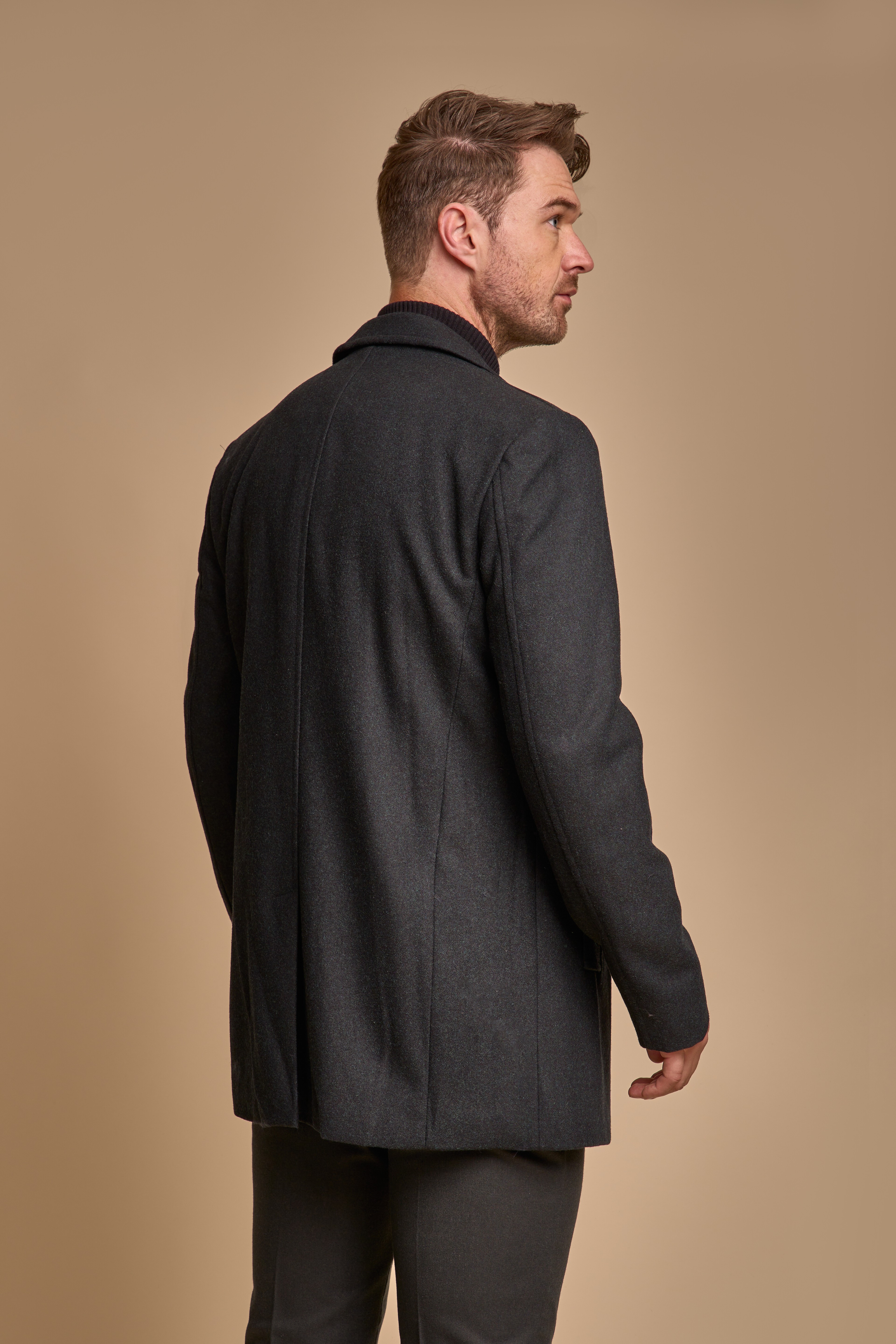 Men's Slim Fit Wool Blend Coat - MARCUS - Forest Green