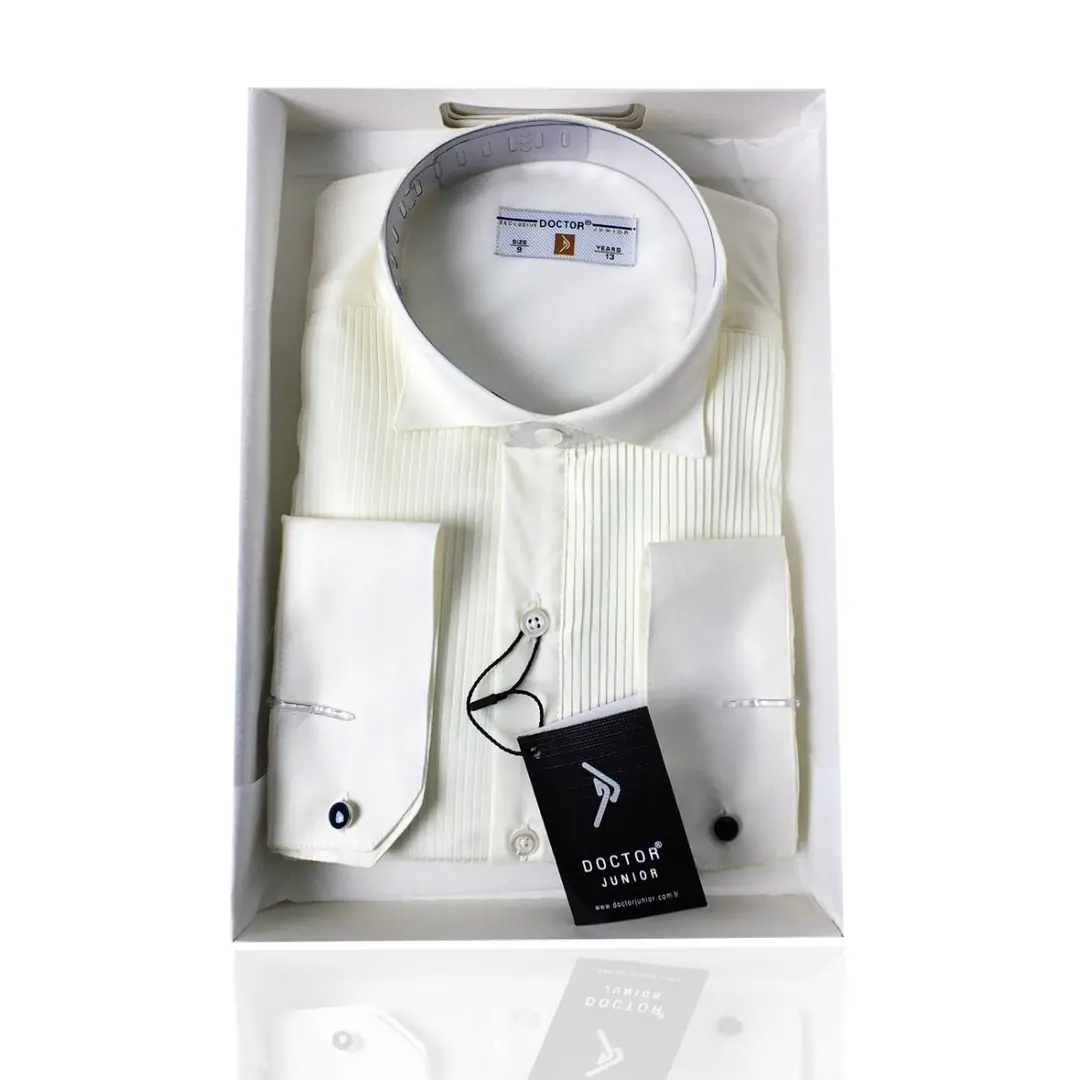 Boys Wing Collar Pleated Cufflink Formal Shirt SIRRI